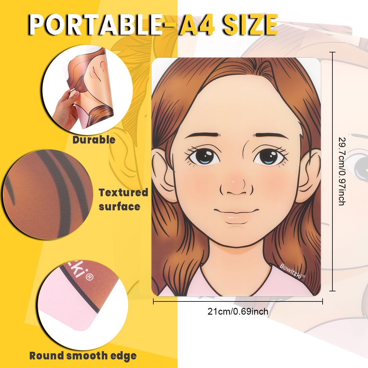 Bowitzki Face Painting Practice Board, 5-Piece Reusable Colorful Face Paint Practice Board, A4 Size