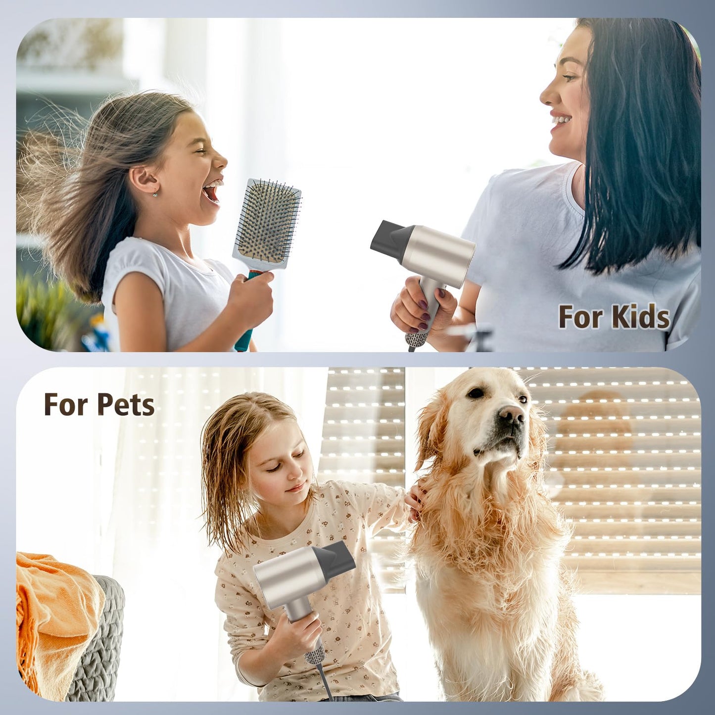 Careboda Professional Hair Dryer, 200 Million Negative Ionic Blow Dryer with Diffuser and Nozzle,1400 W High-Speed HairDryer,Low Noise Home Hair Dryer,110000 RPM Brushless Motor, For Travel, Home and Salon