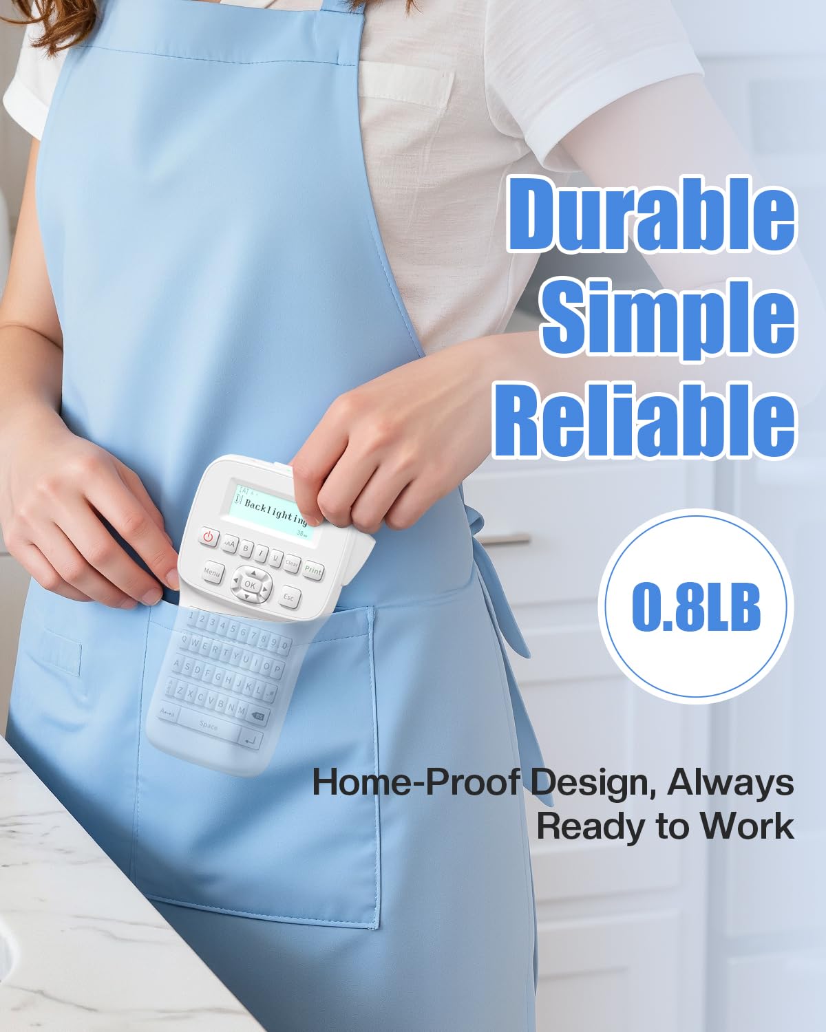 Handheld Label Maker Machine with-Tape Waterproof, Rechargeable Bluetooth Labeler with QWERTY Keyboard, Wire Cable Label Maker with Backlit LCD Screen, Ideal for Home Office School Organization
