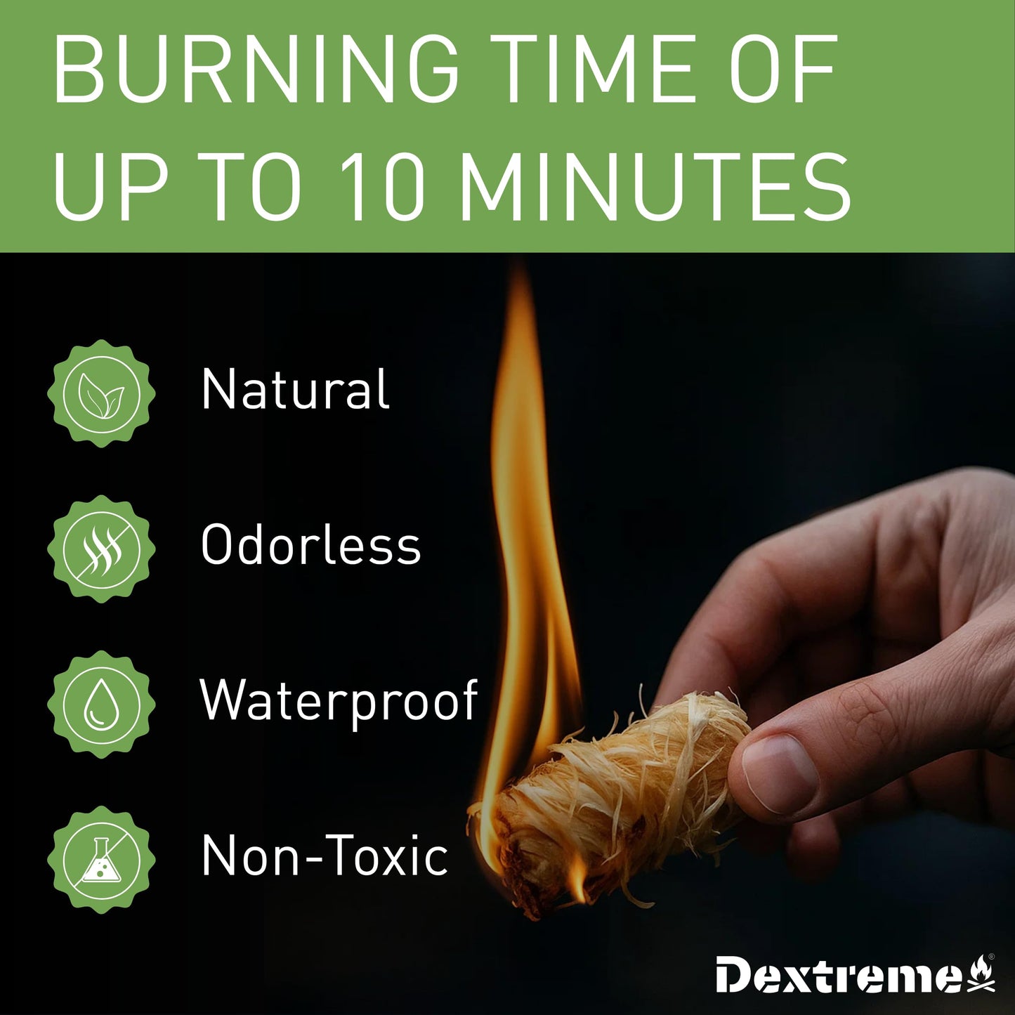 Dextreme Fire Starters 120 pcs | Natural Firestarters for BBQ, Campfires, Fireplace, Charcoal, Wood Stove, Fire Pit, Chimney, Pizza Oven and Smokers | All Weather, Odorless, Non Toxic