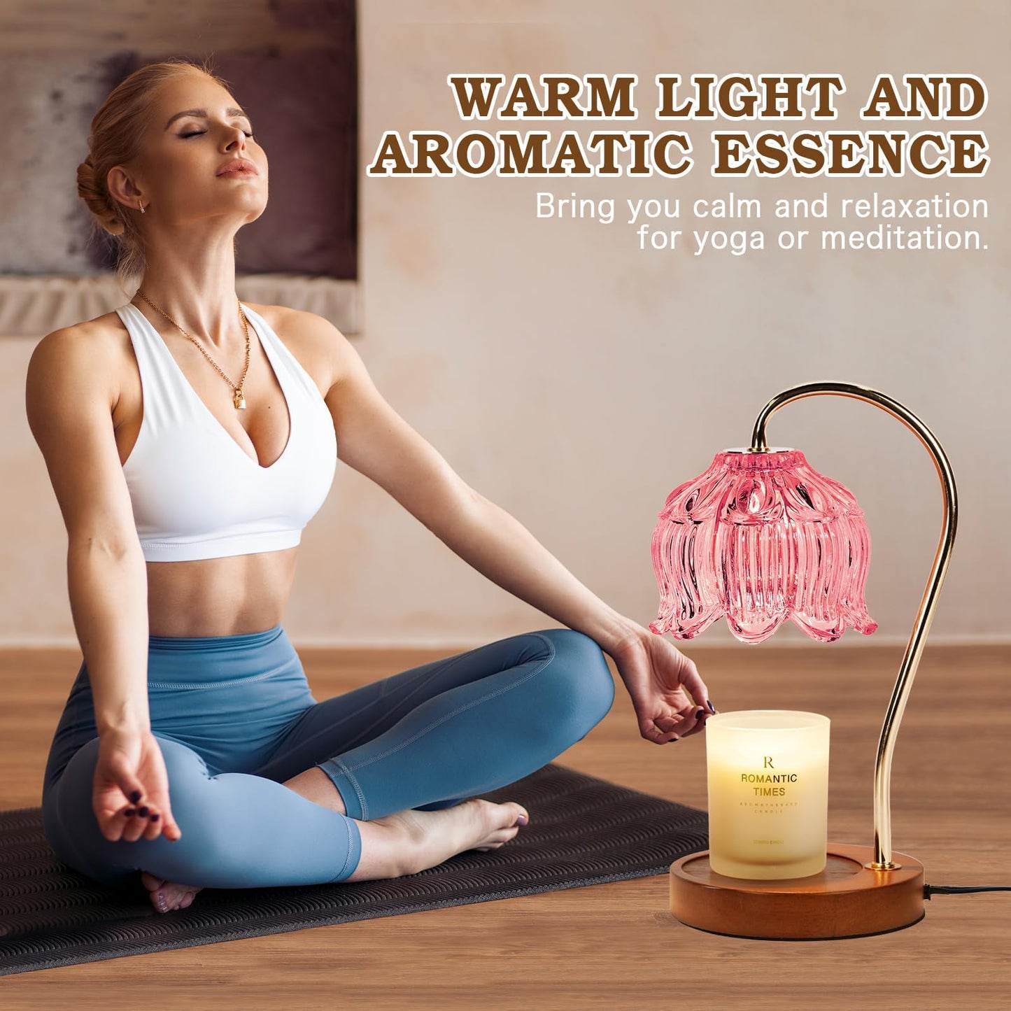 Pink Candle Warmer Lamp with Timer, Dimmable Candle Lamp Warmer, Mothers Day Birthday Gift Idea for Women Mom Who Have Everything, House Warming for New Home, Lotus Wax Melt Warmer for Jar Candles