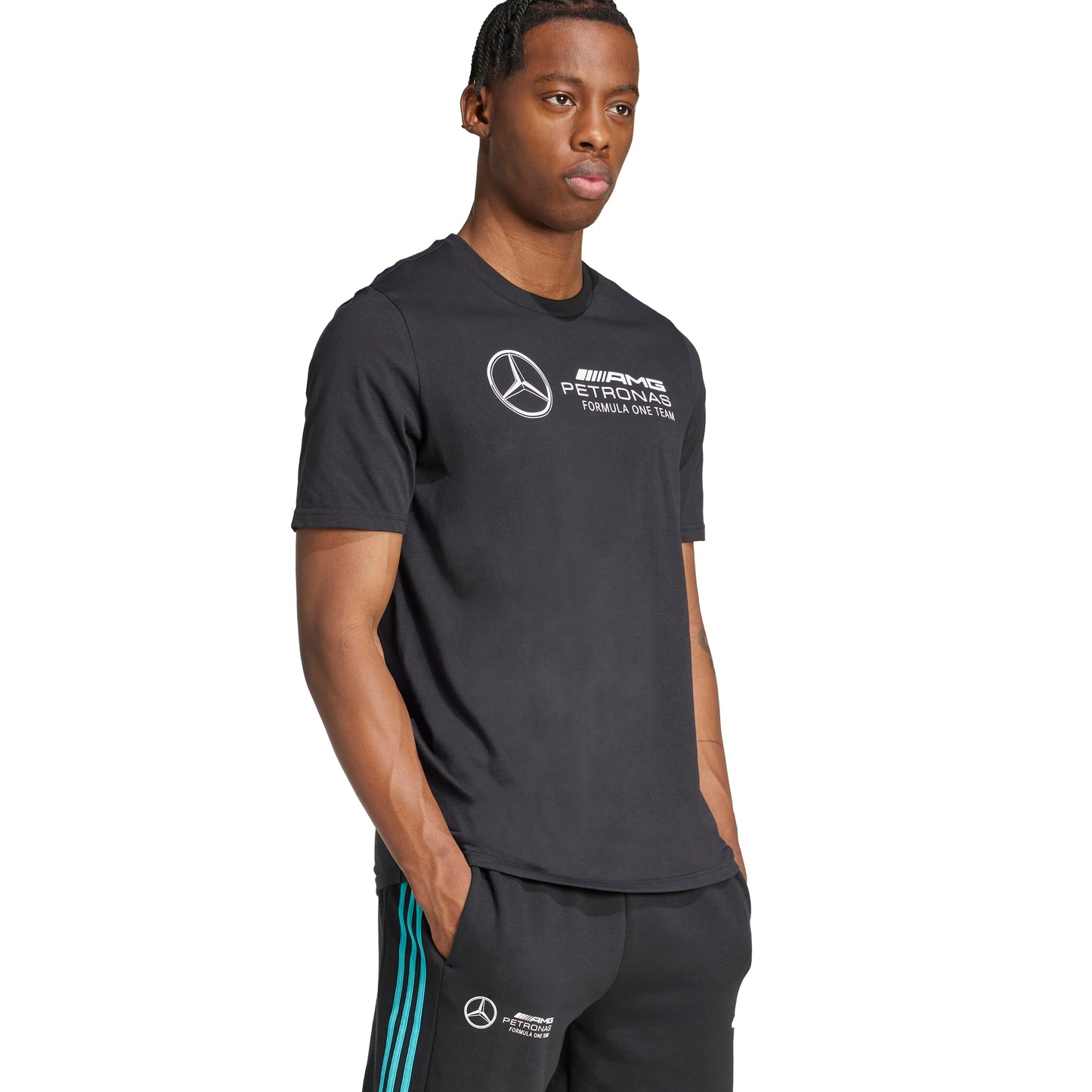 adidas Mens Mercedes - AMG Petronas Formula One Team T-Shirt, Black/White, X-Large