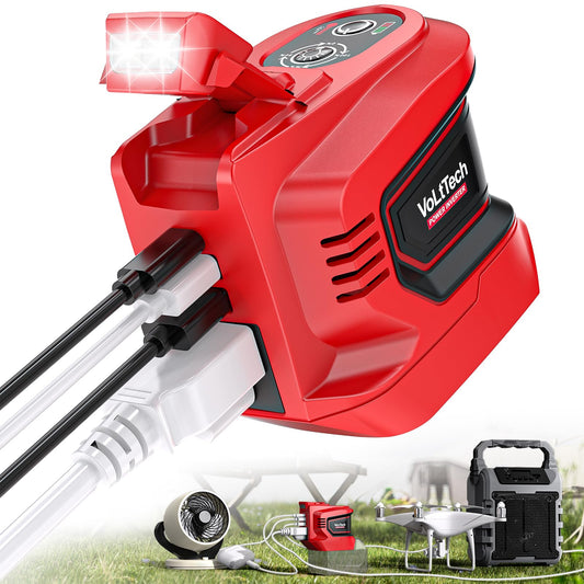 200W Power Inverter for Milwaukee M18 Battery, VoLtTech Battery Inverter 18V to 110V-120V, Power Station USB Charger Adapter Power Adapter with 2 USB Ports & 1 Type-C & 1 AC Outlet (No Battery)
