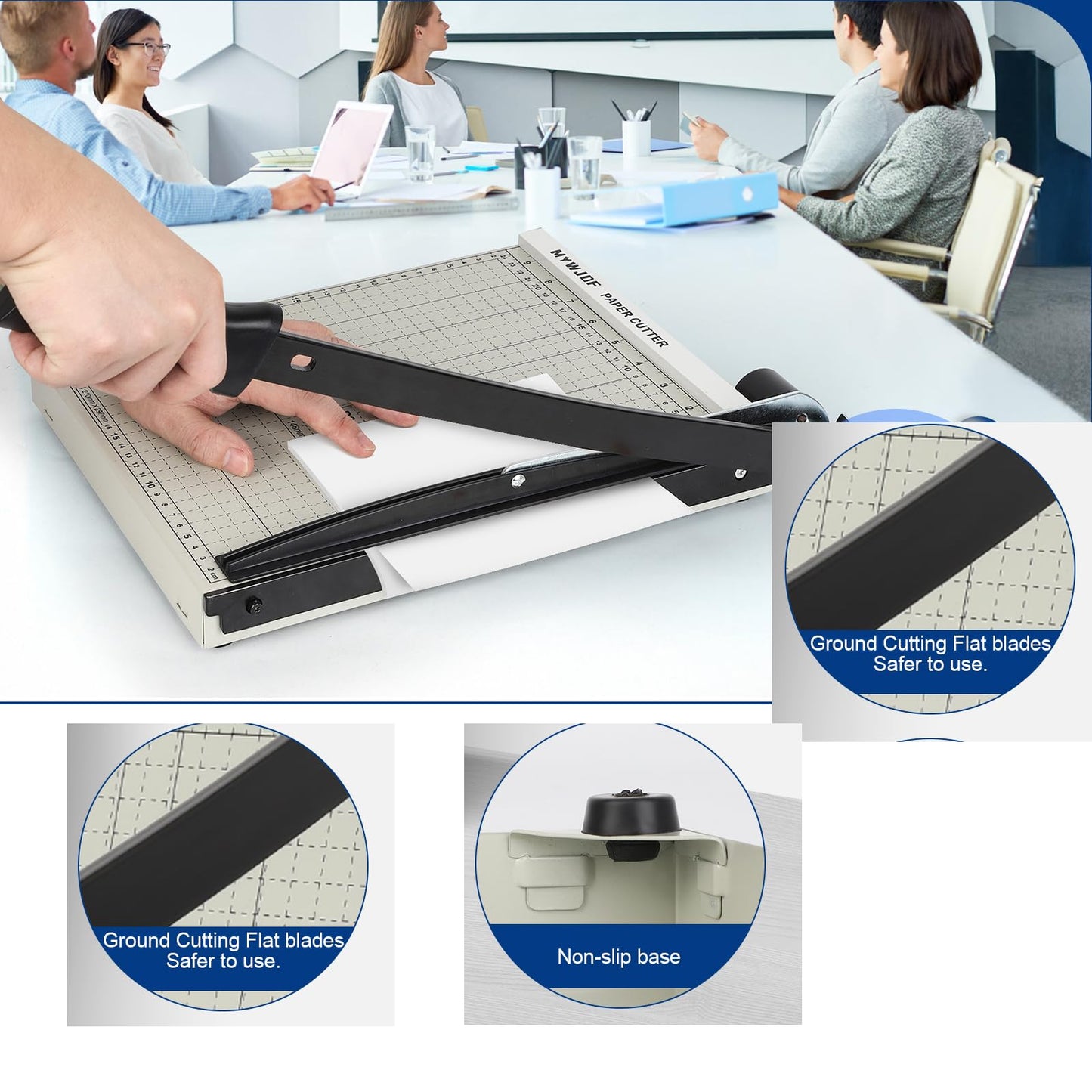 Paper Cutter 12 Inch, Heavy Duty Guillotine Paper Cutter Slider Trimmer, Paper Slicer with Magnetic Guide, Safety Lock, 8 Sheet Capacity for Cardstock, Crafts, Office & Home Use