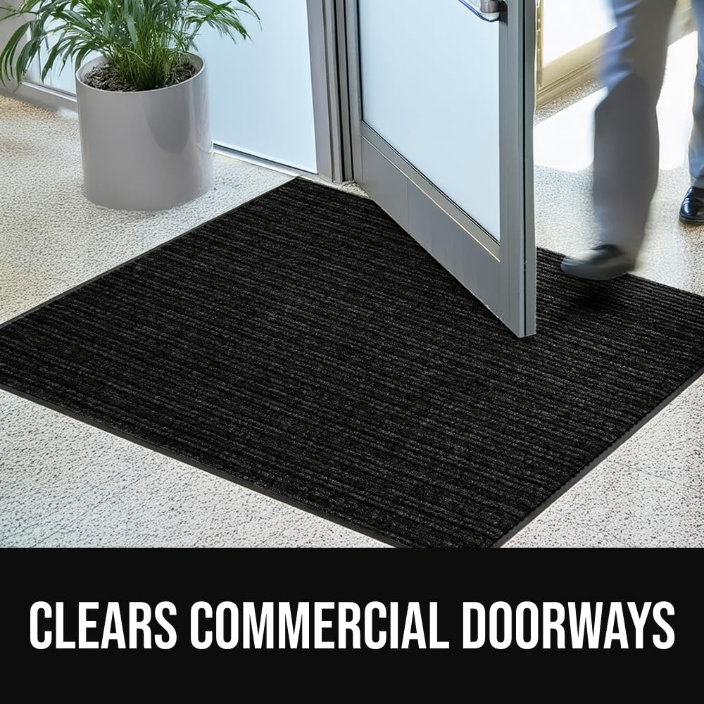 GORILLA GRIP Traffic Guard Door Mat, 2 Pack, Heavy Duty Waterproof Doormat, Commercial Office Space Welcome Mats, Stain and Fade Resistant, Low Profile, Strong Rubber Backing, 29x17, Black