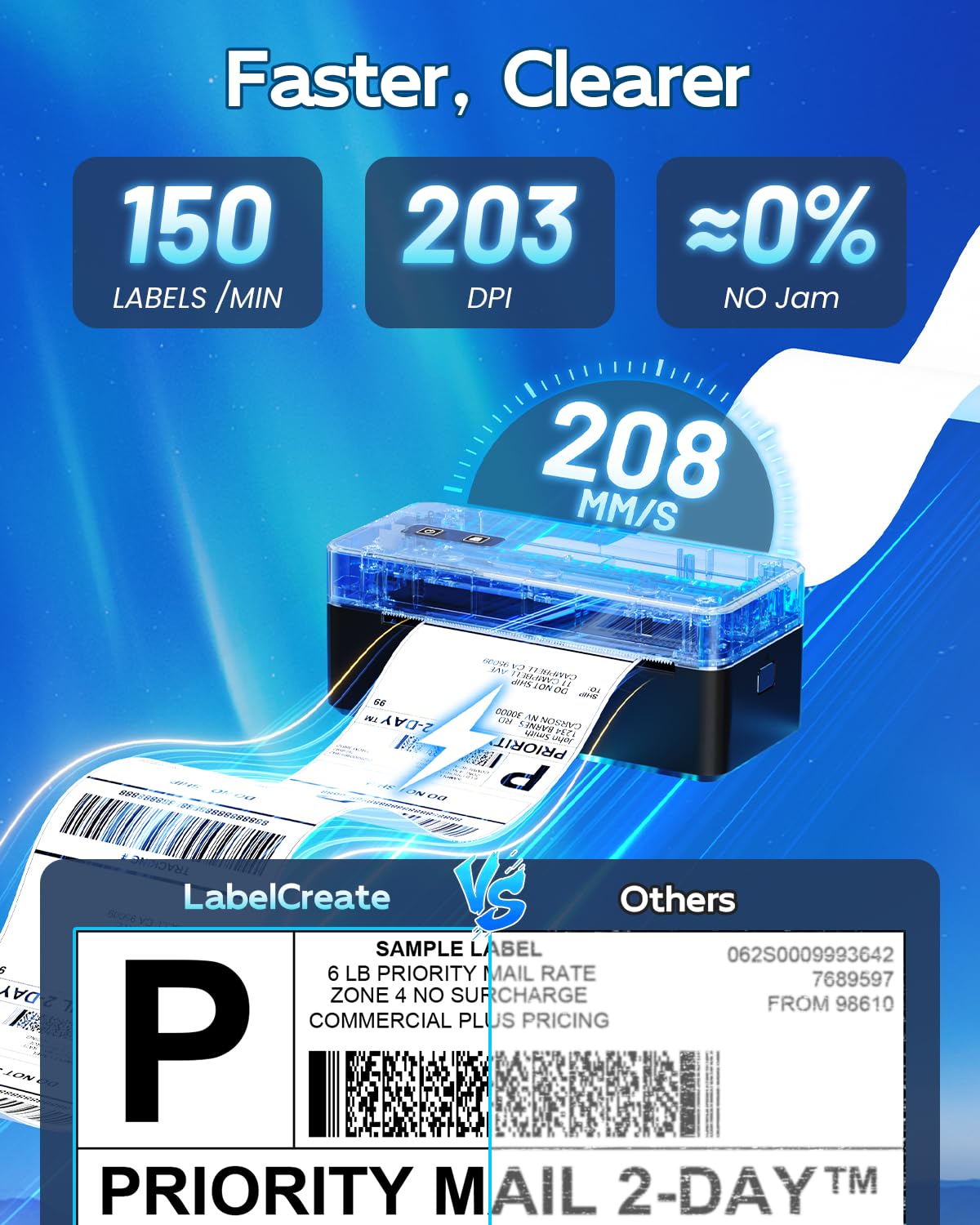 Bluetooth Thermal Shipping Label Printer for Canada Post, 4x6 Thermal Label Printer for Small Business, Wireless Label Printer Compatible with iOS Android Phone&Pad&PC, Used for UPS, FedEx, Tiktok