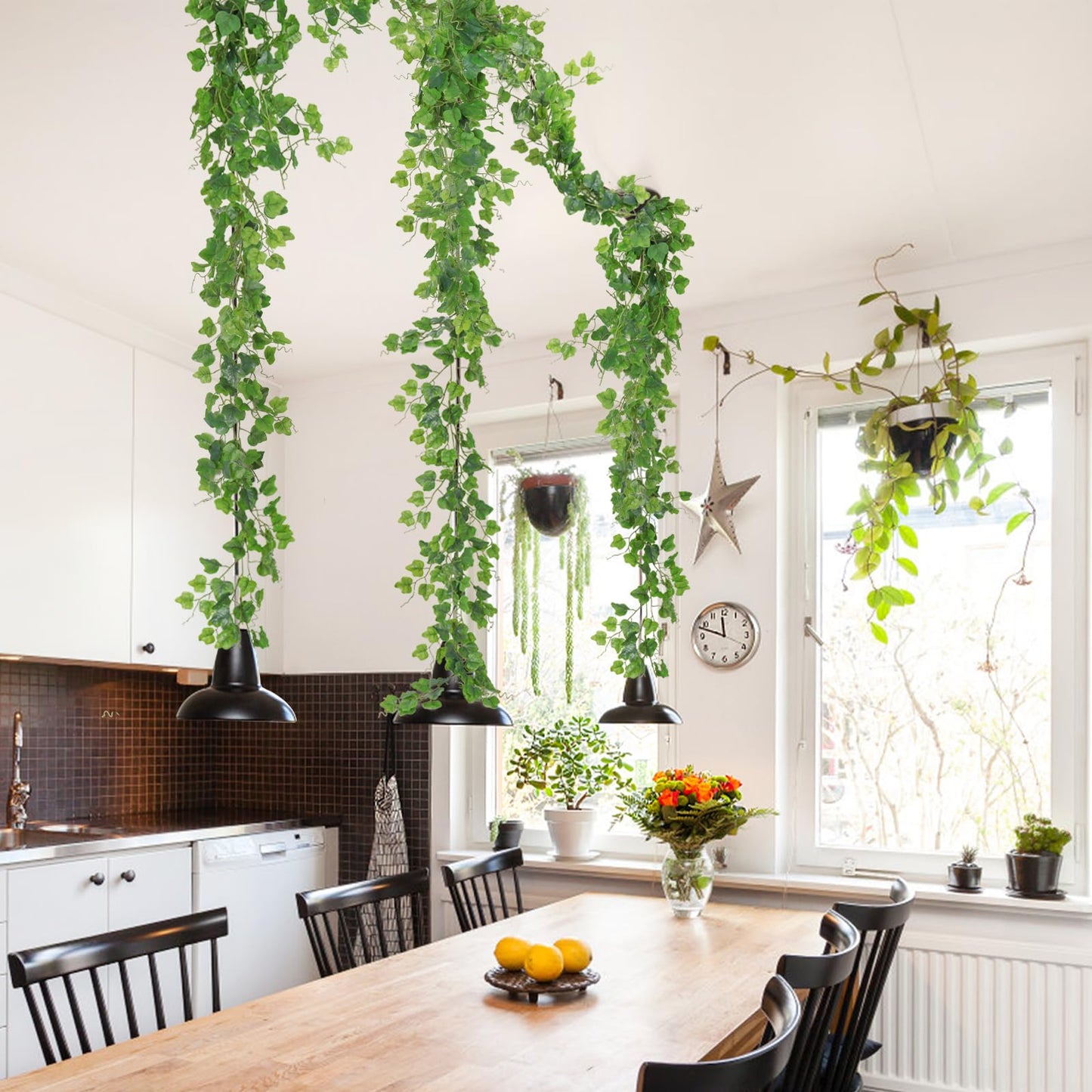 RECUTMS Artificial Vines Ivy Garlands 2Pcs 6.56Ft Fake Greenery Plant Faux Green Grape Leaves Rattan Hanging Decor for Indoor Outdoor Home Wedding Beach Birthday Party Garden Table Arch Backdrop Decor