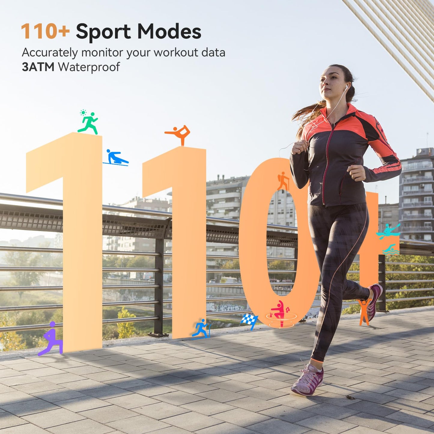 aeac Smart Watch for Women, AMOLED Ultra-Clear Screen Fitness Tracker with Step Counter/Heart Rate/Sleep/SpO2 Monitor, Waterproof Montre Intelligente Femme for iPhone/Samsung/Android（Pink）