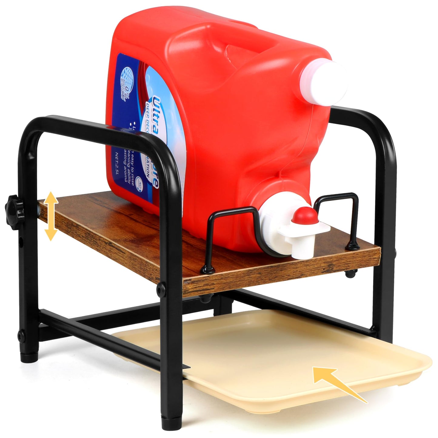 Laundry Detergent Holder & Laundry Detergent Soap Dispenser - Liquid Laundry Detergent Organizer with Drip Tray & Adjustable Tilting Board, for Laundry Room Organization and Storage,Black