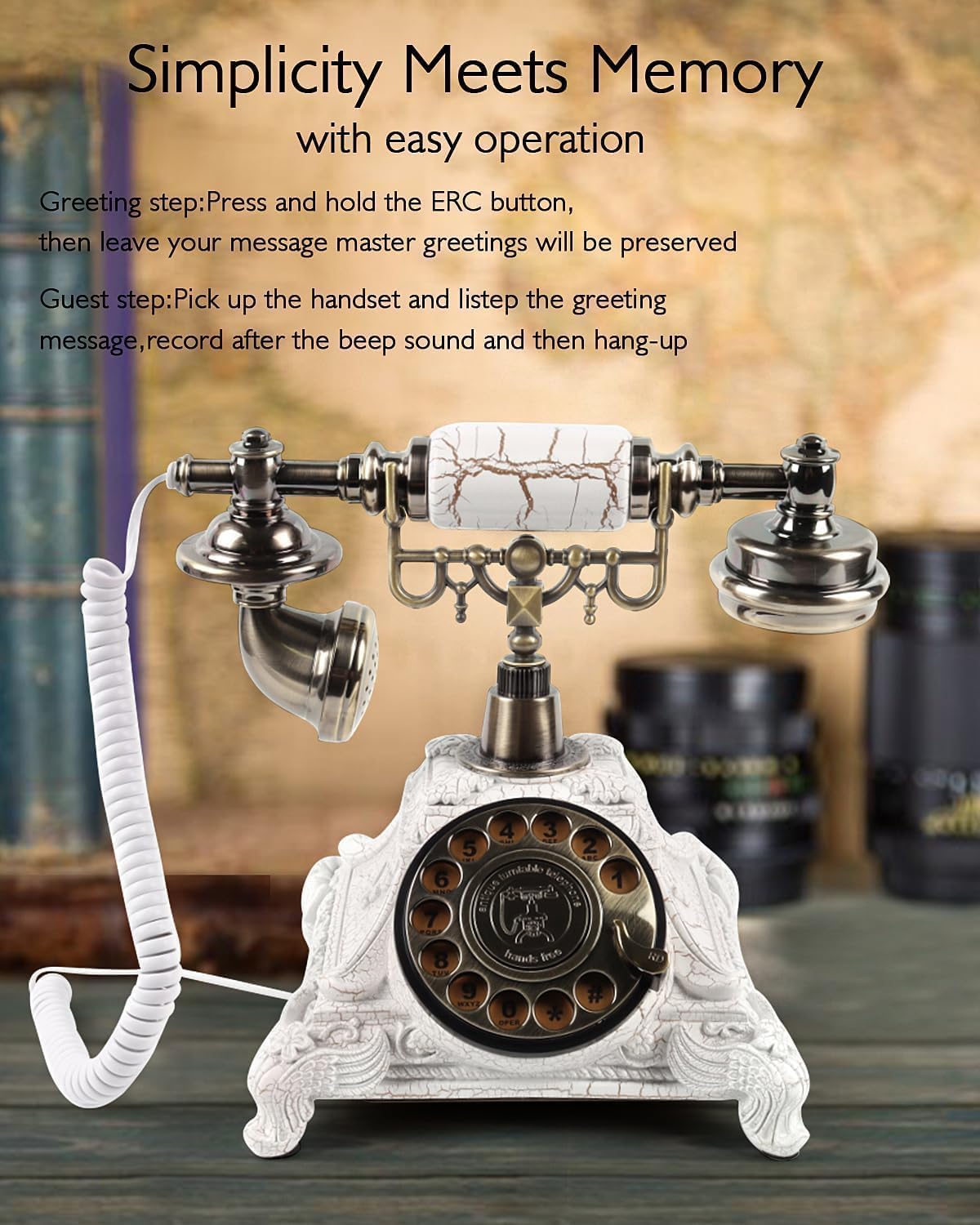 Audio Guest Book Wedding Phone, FESTRING Customized Wedding Guest Book,Alternative Audio Recorder Guestbook, Retro Design Perfect for Wedding/Parties/Birthday/Graduation/Baby Shower/Funeral, White