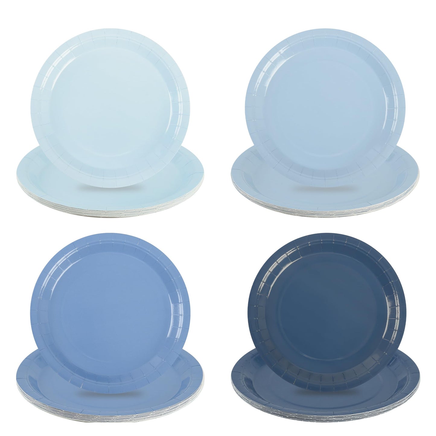 AimFun 48Pcs Dusty Blue Paper Plates Gradient Blue Party Plates 9 Inch Disposable Pastel Birthday Plates Round Dinner Dessert Plates for Wedding Baby Bridal Shower Party Supplies Tableware Decor