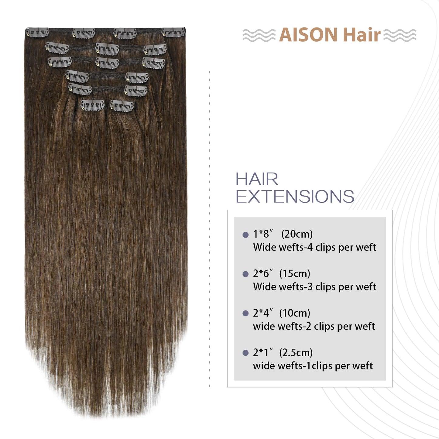 Medium Brown Clip in Hair Extensions Real Human Hair 70G Remy Human Hair Extensions Clip ins 7pcs 16clips for Women(18 Inch #4)