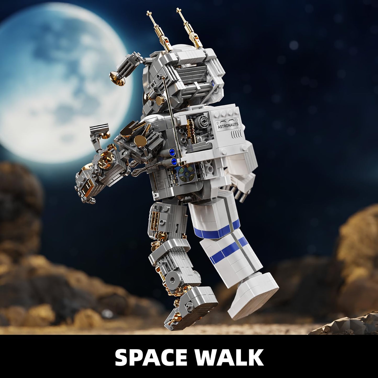 TYCOLE City Space Astronaut Building Toy Kit -Translucent Classic Spaceman Model Building Block Set with Display Stand,Home or Office Deco,Gift Idea for Adults&Kids Ages 8 and Up (860PCS)