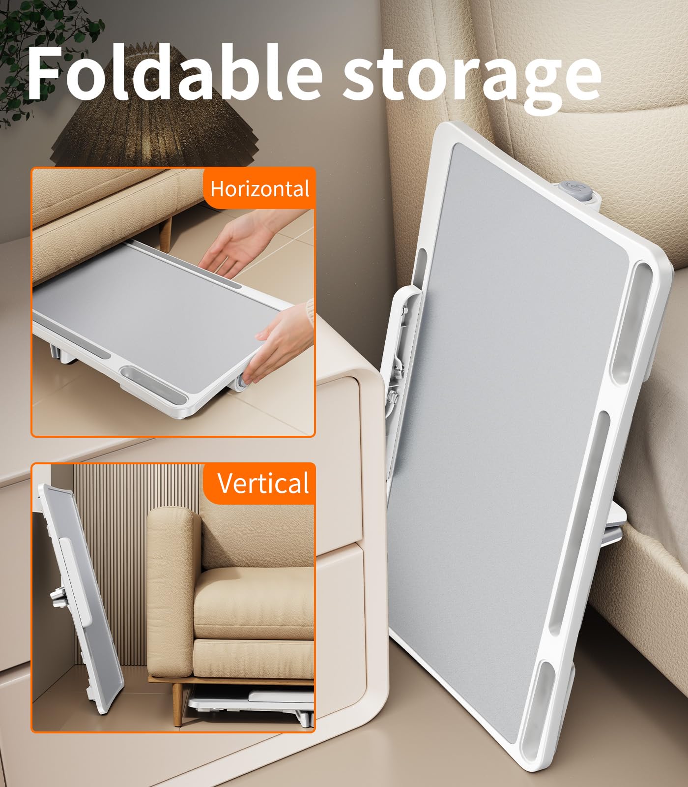 NIFBANG Laptop Desk for Bed,Portable Lap Desks Bed Tray,Adjustable Height Folding Couch Table with Bookstand,Car Rear Seat Sofa Floor Laptop Stand for Adults Kids Eating Breakfast,Writing,Reading
