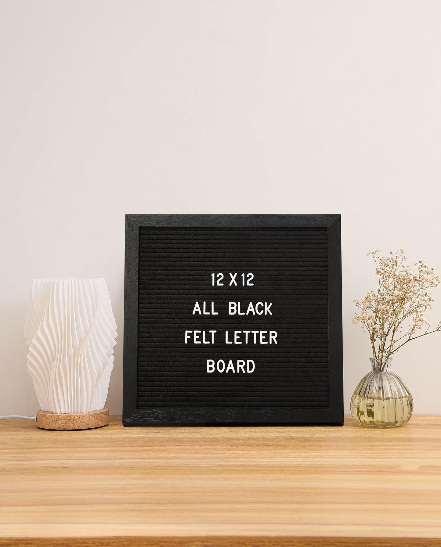 G GAMIT Black Felt Letter Board with 335 Changeable Letters&Numbers, 12”x12” Message Board Letter Sign Board in Black Frame with Stand and Canvas Bag for Announcement&Notification(Black)