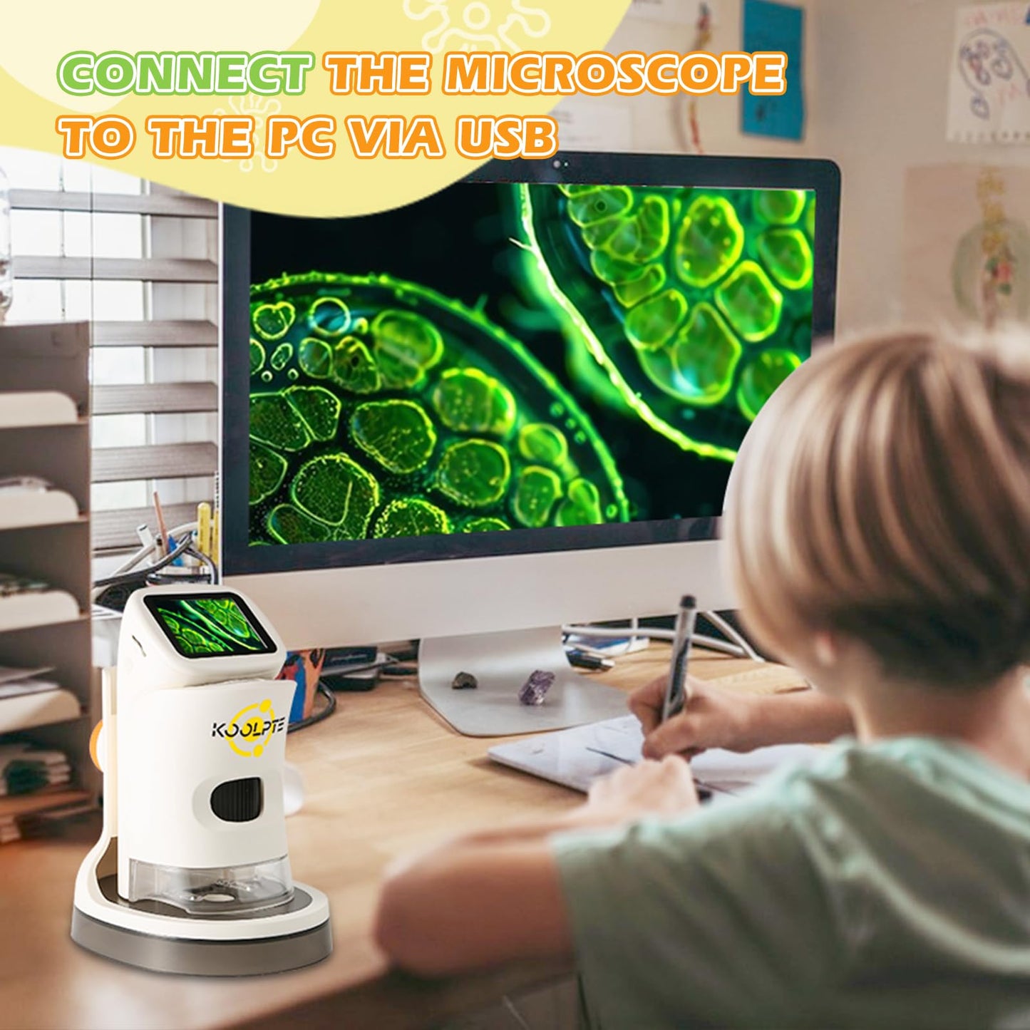 Microscope for Kids 1000X 4K with 2" Screen - Handheld Kids Micorscope Digital Microscope | Science Kit for Ages 8-12 | 6 LED Lights, Slides Set & 32GB Card | Educational Birthday Gifts for Boy Girl