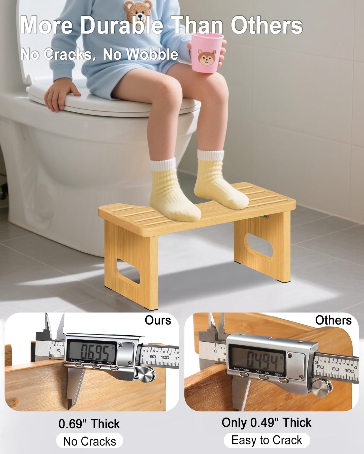 YOSE Foldable Toilet Stool for Adults - 7" Toilet Potty Stool | Portable Bathroom Stool, Non-Slip Toilet Aid Step Stool, Family-Friendly Toilet Step, Easy Storage