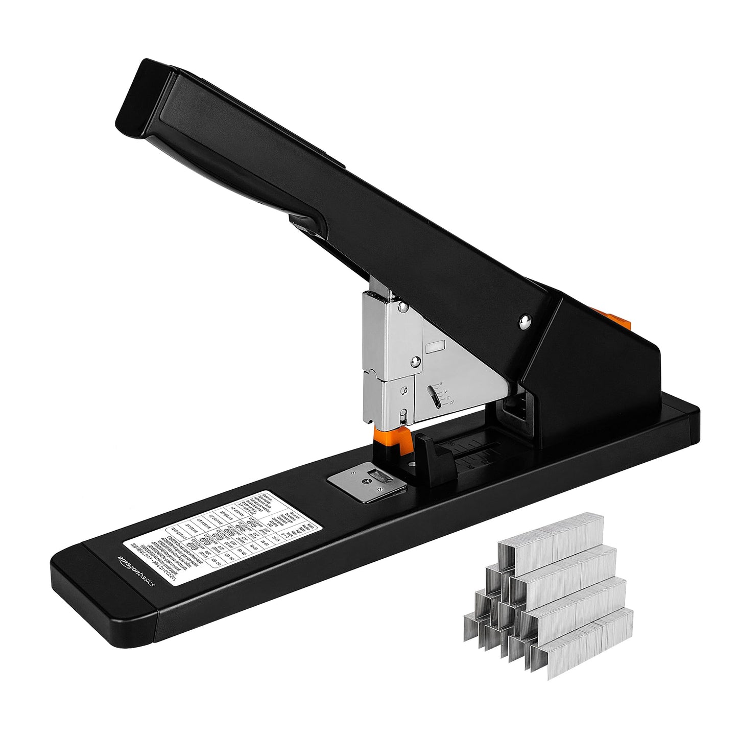 Amazon Basics Heavy Duty Stapler, 210 Sheet High Capacity, Long Arm, Industrial Office Stapler with 1000 Staples, Black