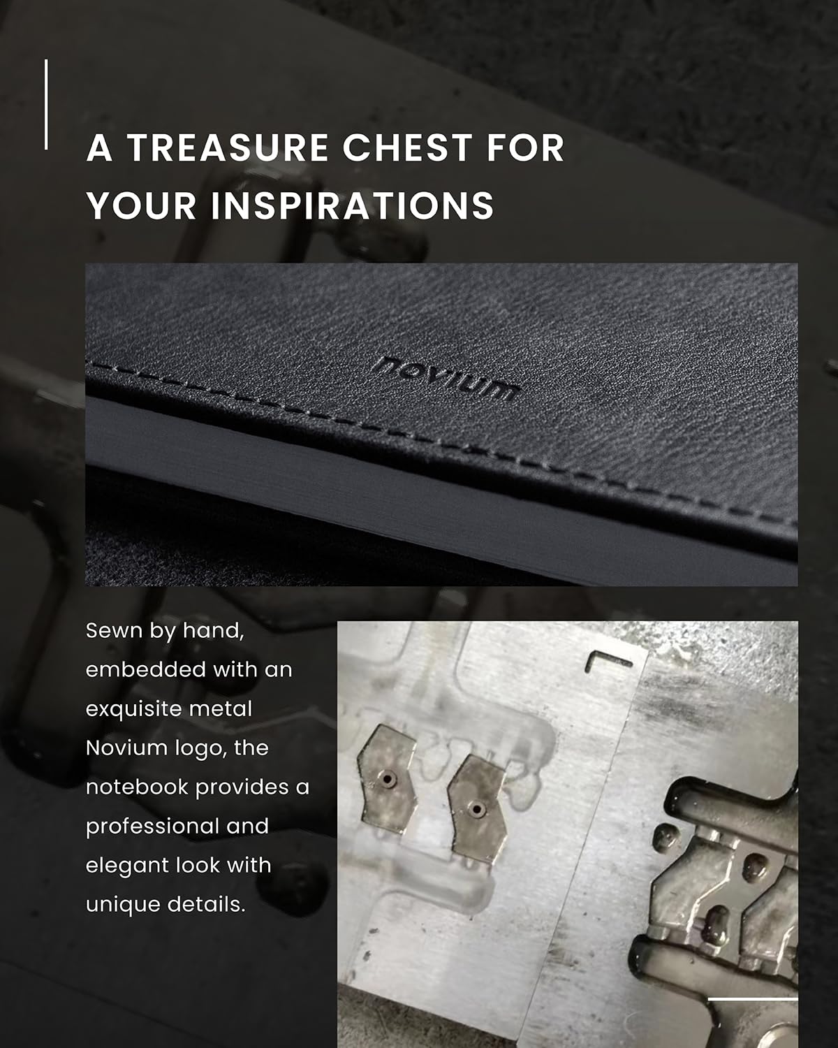 Novium Leatherette A5 Hardcover Notebook - Sleek Inspirational Journal with Acid-free Grid Sheets, Professional and Productivity Enhancing to Achieve Goals