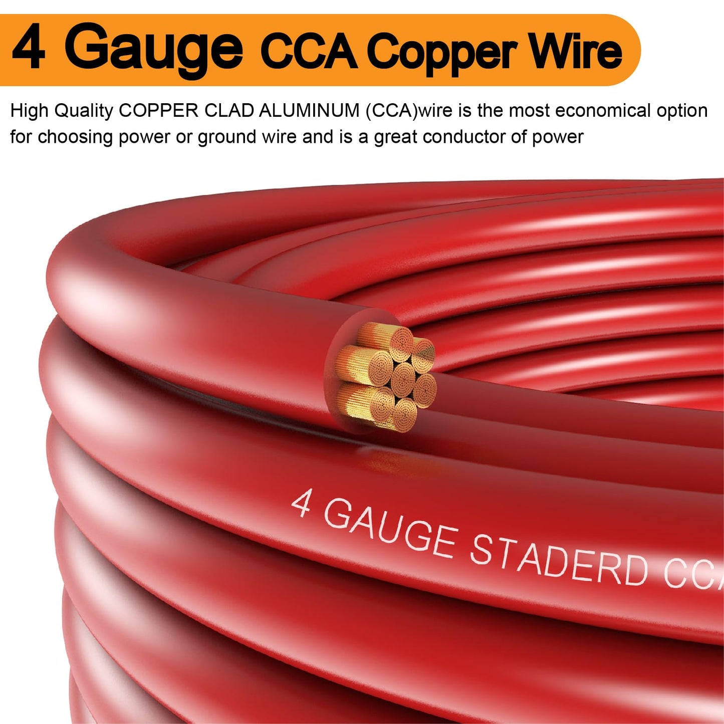 4 Gauge Wire (25ft Each- Black/Red) Copper Clad Aluminum CCA,20pcs Lugs Terminal Connectors with 3:1 Heat Shrink Tube for Power/Auto,Amplifier,Ground Cable