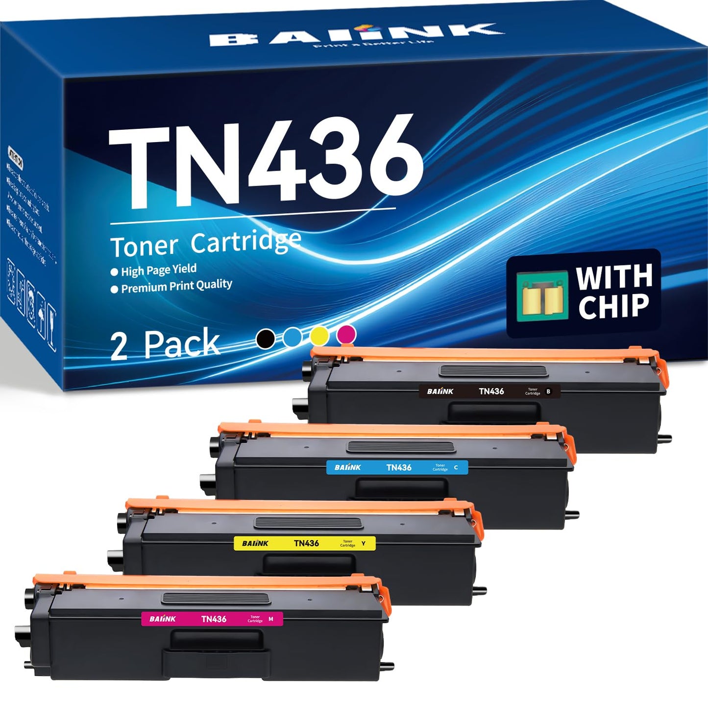 BAIINK Compatible Toner Cartridge Replacement for Brother TN436 TN-436 TN436BK TN433 TN431 Compatible for Brother HL-L8360CDW HL-L8260CDW MFC-L8900CDW MFC-L8905CDW MFC-L8690CDW MFC-L8610CDW (4 Pack)
