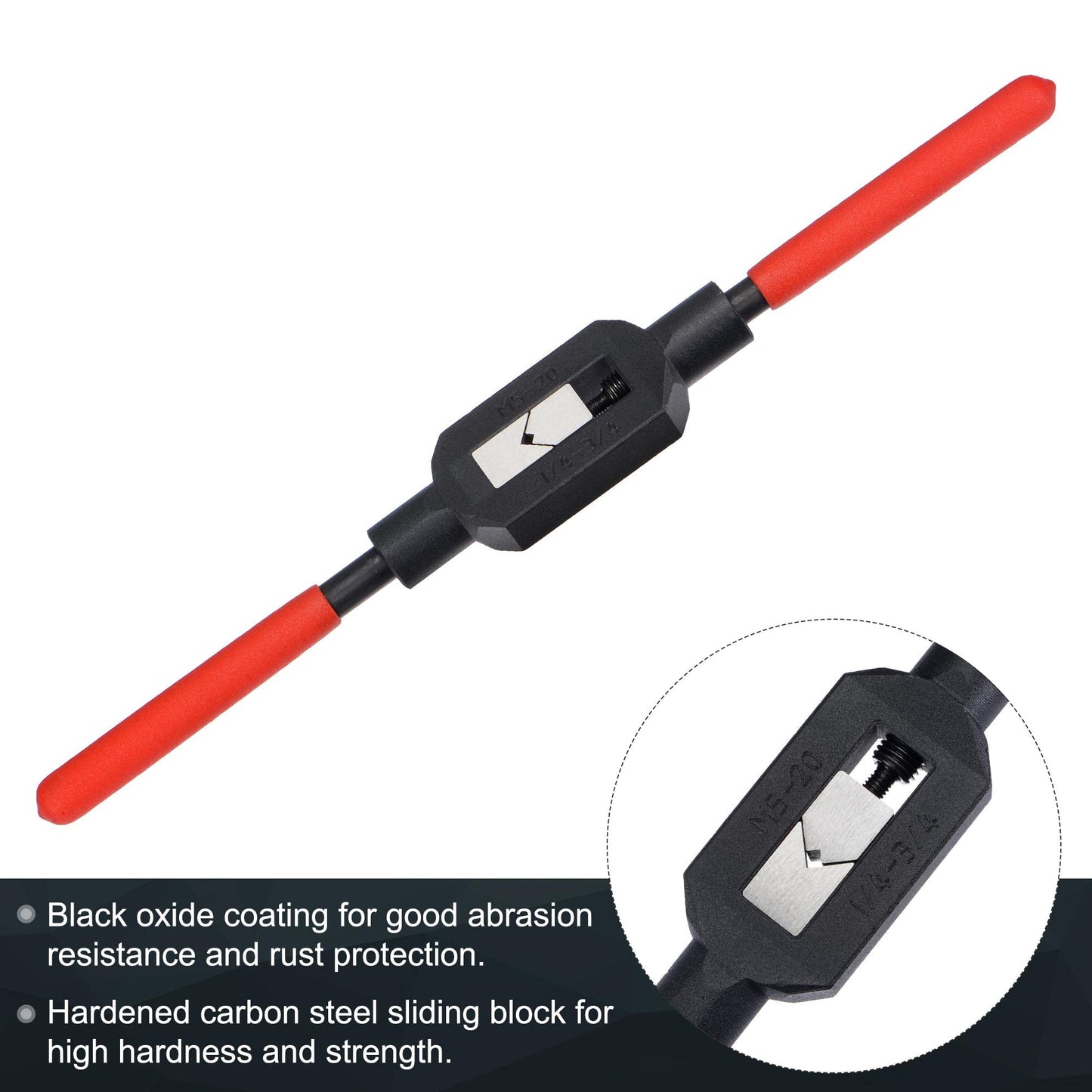 uxcell Adjustable Tap Wrench Handle for 1/4"-3/4" (UNC/UNF) / Metric M5-M20 Taps, Thread Tap Holder Reamer Hand Tapping Tool for Machinist Repair with Plastic Dipped Handle