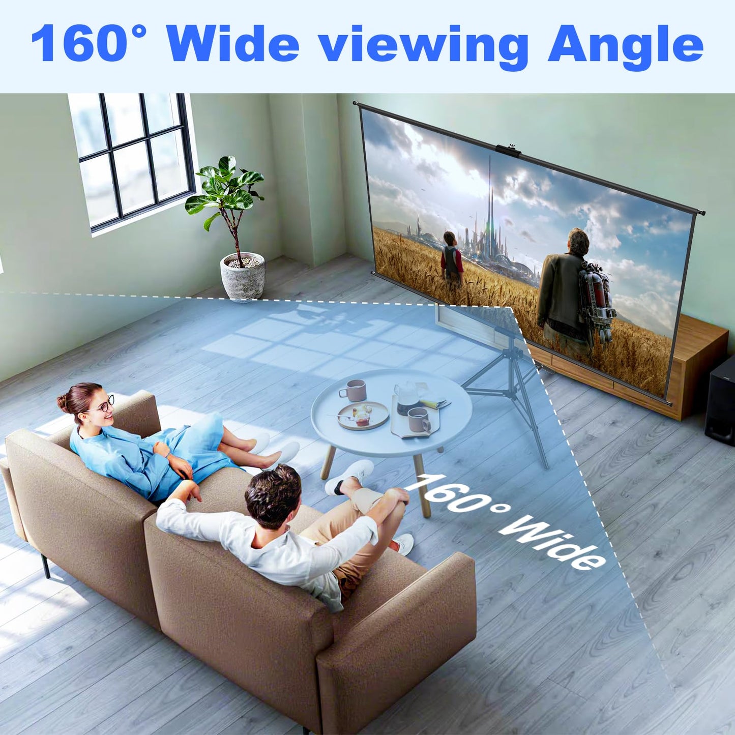 Projector Screen with Stand 100 inch,Indoor Outdoor Projection Screen with Black Backing,16:9 HD Premium Wrinkle-Free Tripod Screen for Projector with Storage Bag