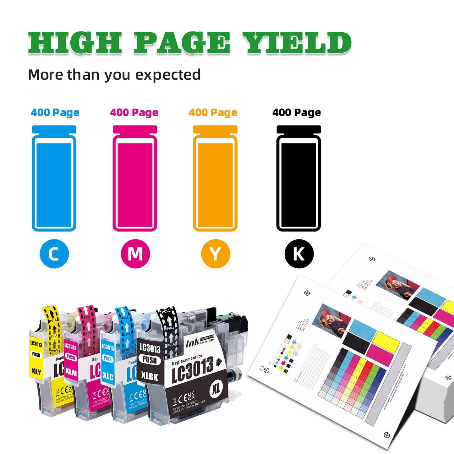 GREENARK Compatible LC3013 LC3013XL Replacement for Brother Ink Cartridge LC3013 LC3013XL for Brother MFC-J491DW, MFC-J497DW, MFC-J690DW, MFC-J895DW Printer (3 Black, 3 Cyan, 3 Magenta, 3 Yellow)