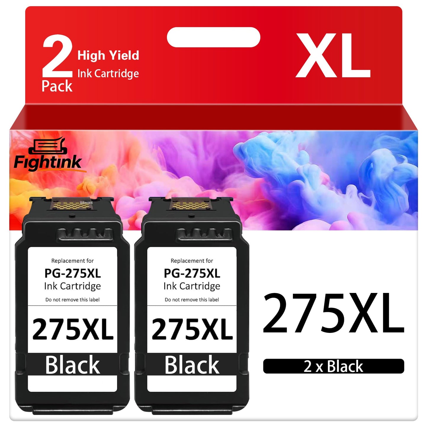 Fightink PG-275XL Black Ink Cartridges Compatible for Canon 275XL Black Ink Cartridge PG275XL PG275 PG-275 fit for PIXMA TS3700 TS3722 TR4720 TR4722 TS3500 TS3522 TR4700 TS3720 TS3520 Printer(2 Black)