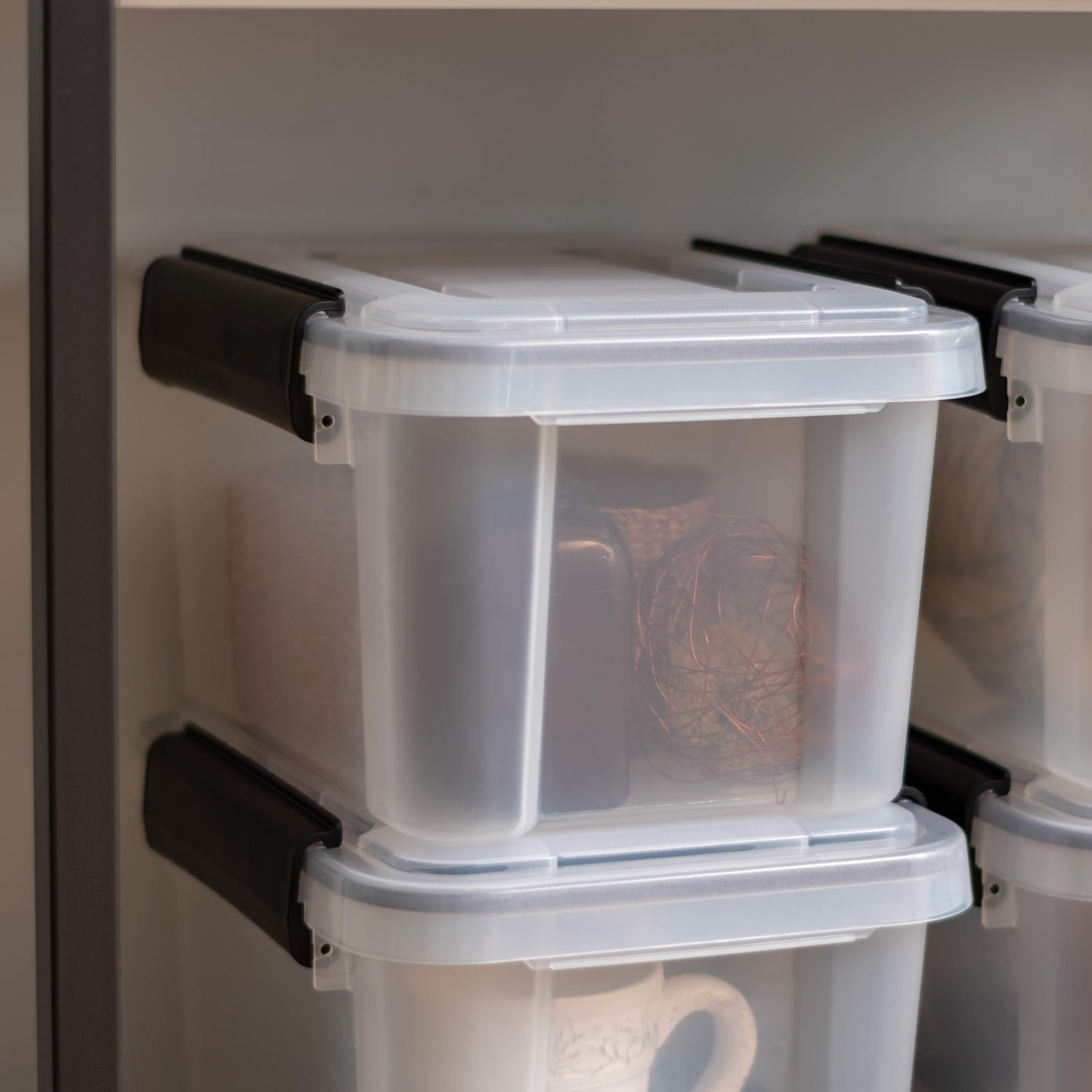 IRIS USA 7 Qt. WEATHERPRO Plastic Storage Box with Durable Lid and Seal and Secure Latching Buckles - 6 Pack