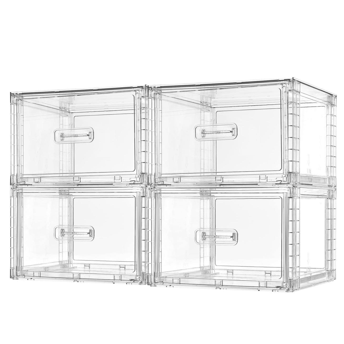 Vtopmart 4 Large Stackable Clear Acrylic Drawer Organizer with Handles, Easy Assembly for Bathroom, Kitchen Cabinet, Closet, Makeup