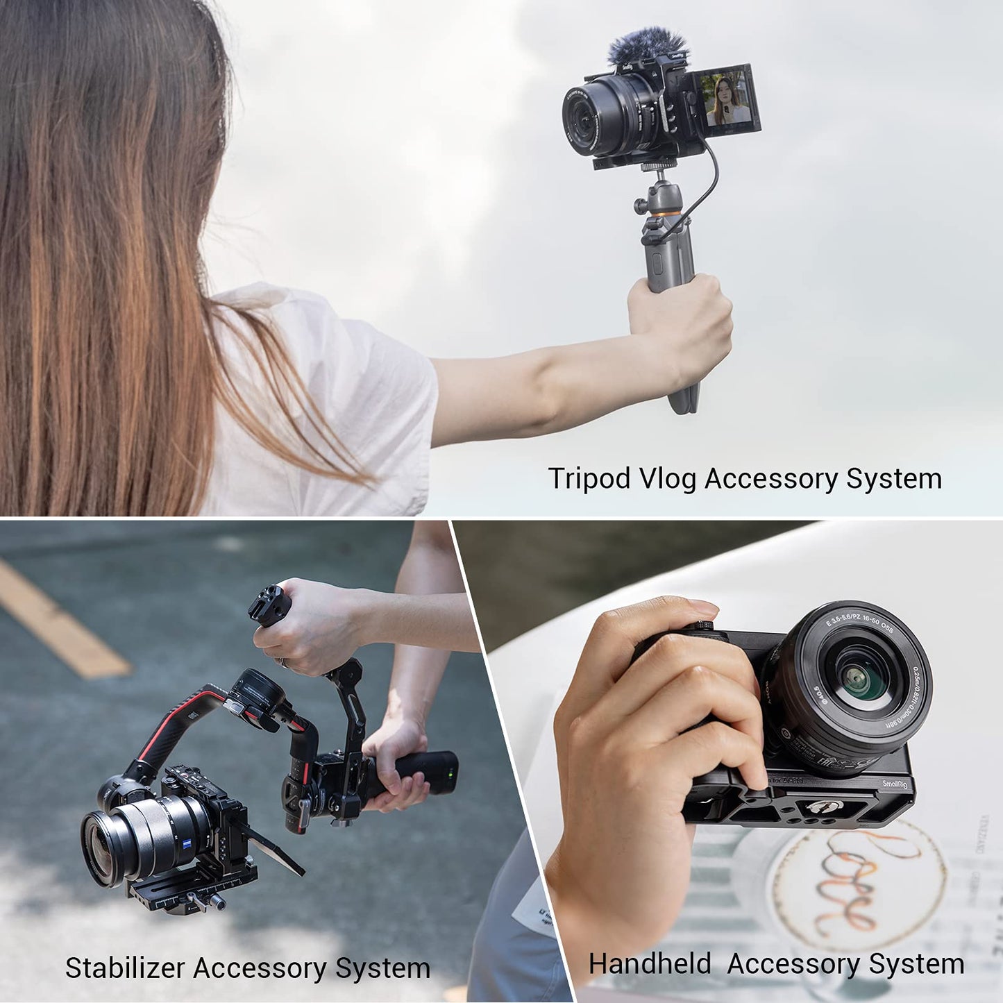 (Upgraded Version) SMALLRIG ZV-E10 Cage with Silicone Handle and Built-in Threaded Holes, Cold Shoe and Quick Release Plate for Sony ZV-E10-3538B