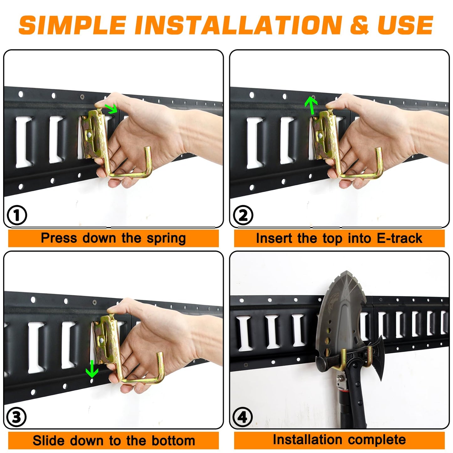 Large Steel J Hooks for E Track Systems 10 PCS Tie Down Accessories for Cargo Tie Down Systems in Trucks, Trailers, Vans, Semi-Trucks Trailer Hang Tools