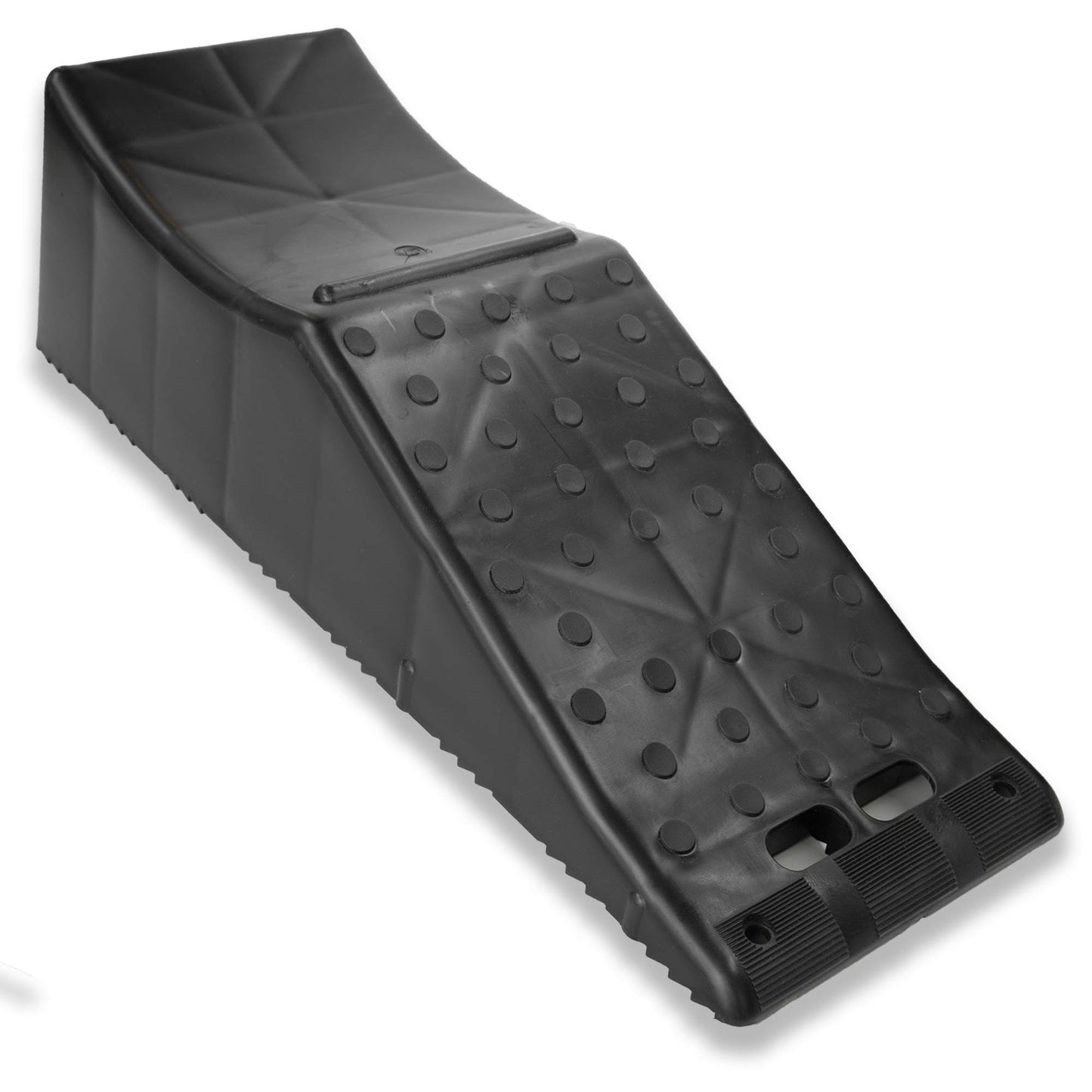 CARAVANTURE Wheel Ramp - Heavy Duty Tire Changing aid on Tandem Dual Axle Trailer - Concave RV Chock Riser with 5.5 Inch Lift, 10 Ton Lifting Capacity, Non-Slip, Change Flat with Ease - 1 Piece