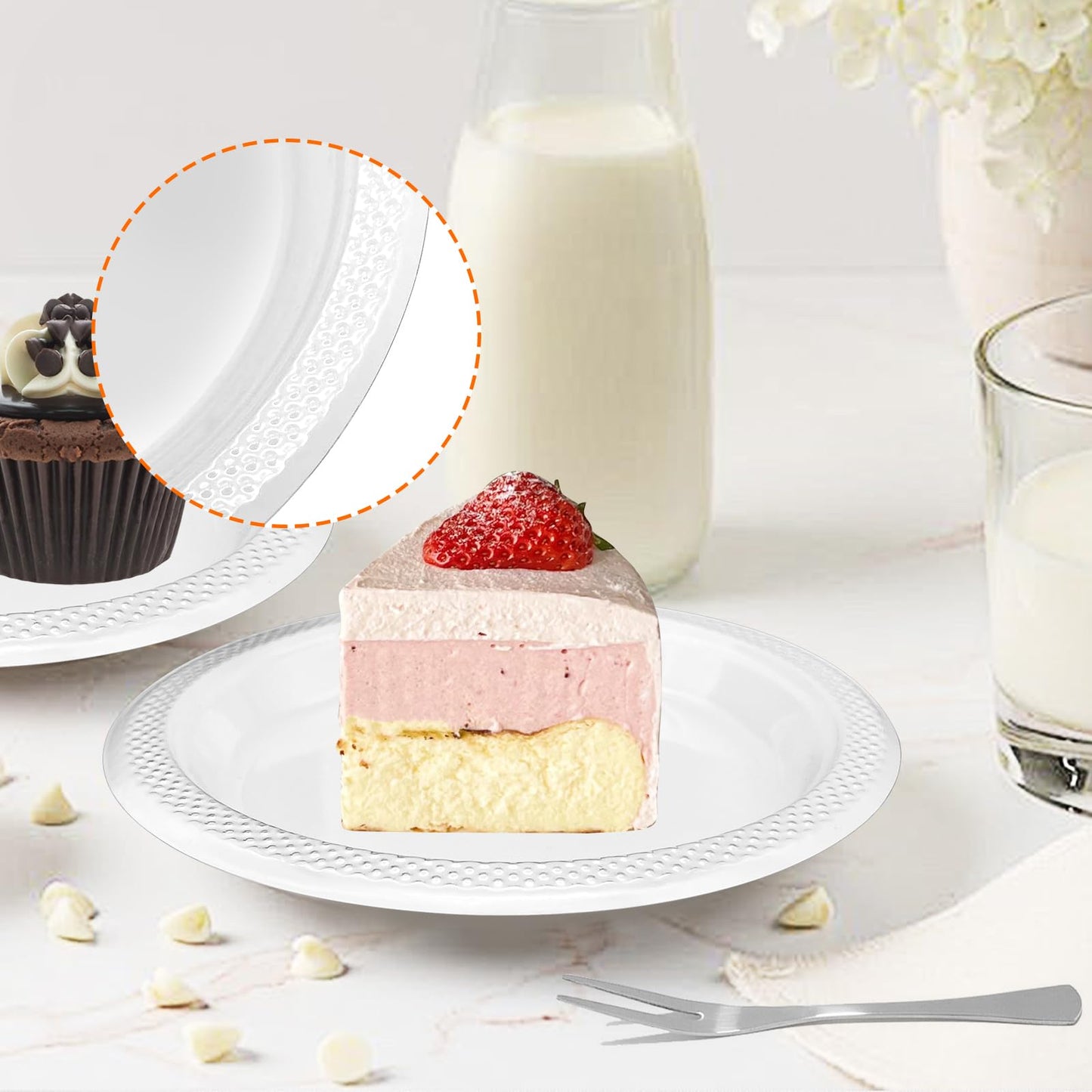 GGYKJSK 200-Pack 6-Inch Clear Plastic Dessert Plates Disposable - Small Appetizer Desert Plates for Wedding, Party, Cake Serving - BPA-Free Disposable Plates Bulk