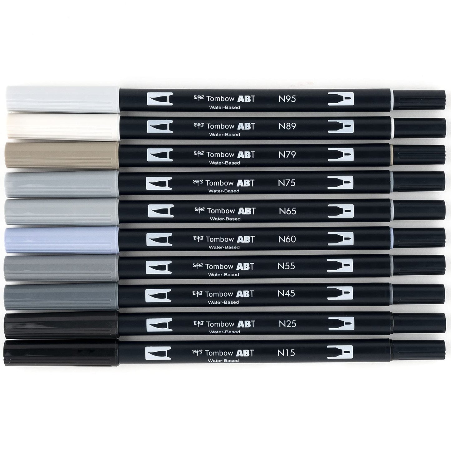 Tombow Dual Brush Pen Set, 10-Pack, Grey Scale Colors (56171)