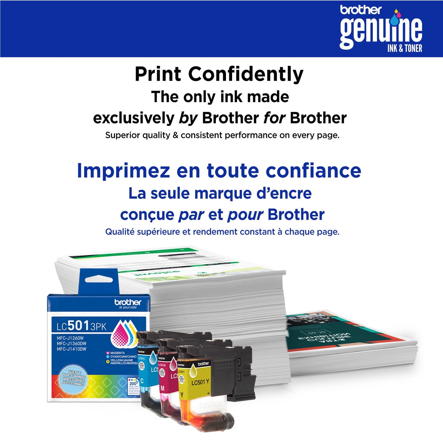 Brother Genuine LC5013PKS Standard Yield Cyan, Magenta, Yellow Ink Cartridges for Brother Printer MFC-J1260DW, MFC-J1360DW, MFC-J1410DW
