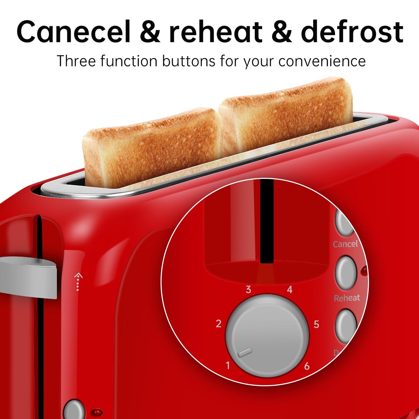 SEEDEEM 2 Slice Slim Toaster, Single 10" Long Slot Toaster Fits Bagels & Artisan Bread, 6 Shade Settings, Cancel/Reheat/Defrost, Removable Crumb Tray, Auto Shut-Off, Red