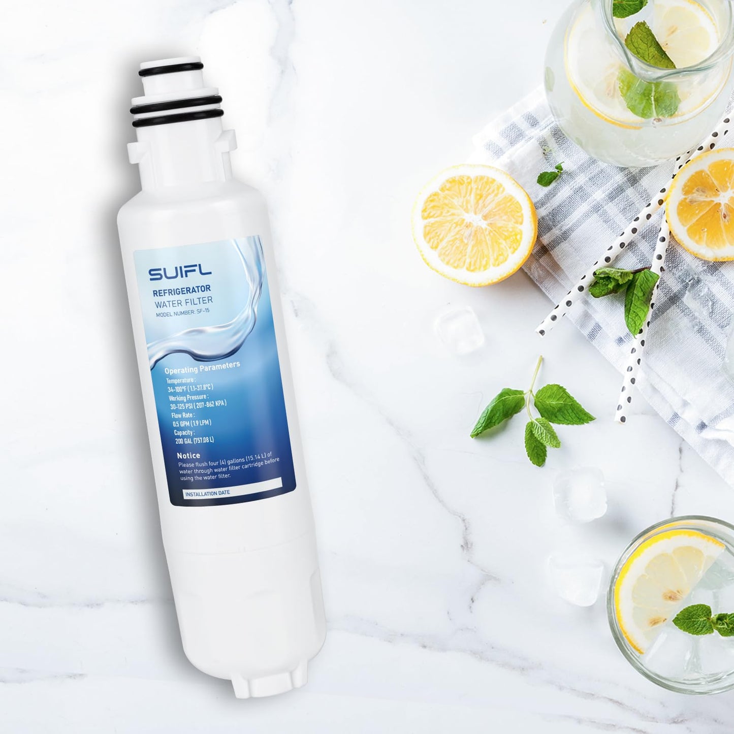 Suifl HX2019FR-A Water Filter Replacement, Compatible with Hisense HX2019FR-A, HX2019F-A, HRM260N6TSE, HRFD560SW, HRCD585BW, HRFD634BW, HRCD650BW, HRCD586TBWB and Mora MRM260N6TSE, 2 Pack