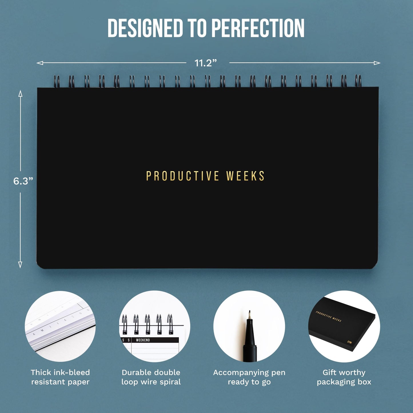 2026 Weekly Planner | Undated Daily Monthly Productivity Pad with Habit Tracker, Weekly To Do List & Free Pen | Spiral-Bound Desk Organizer Notepad for Adhd, Work, College & Home | Lasts 1 Full Year