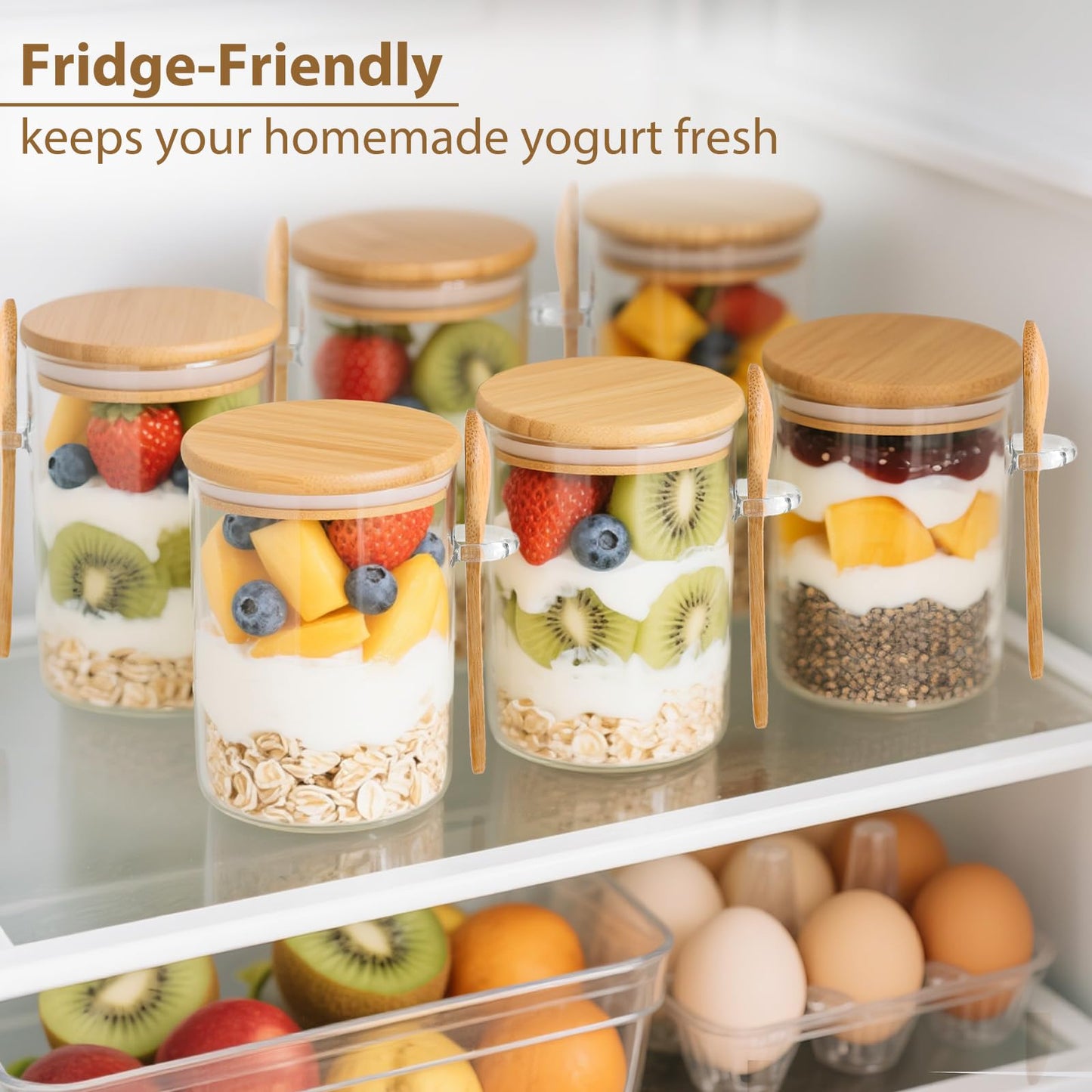 TBWIND 6-Pack 16oz Overnight Oats Jars with Lids and Spoons, Reusable Yogurt Containers with Labels, Glass Food Storage Jars for for Chia Seed Pudding, Salad, Cereal, Coffee, Dry Snacks, Seasoning