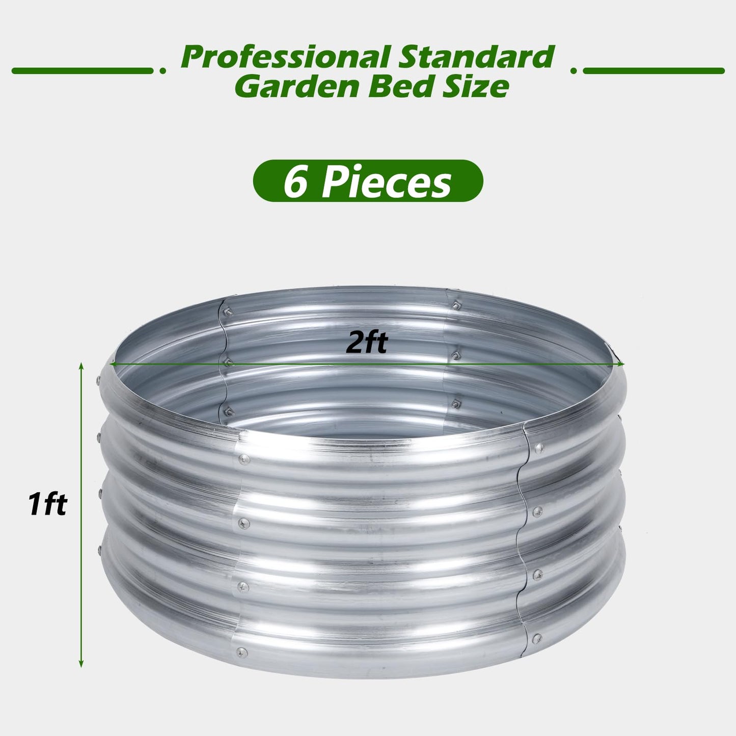 PINPON 3-Pack Galvanized Fire Pit Ring 2x2x1 ft, Round Heavy-Duty Metal Fire Ring for Outdoor Wood Burning, Rust-Resistant, Also Use as Raised Garden Bed for Vegetables Flowers