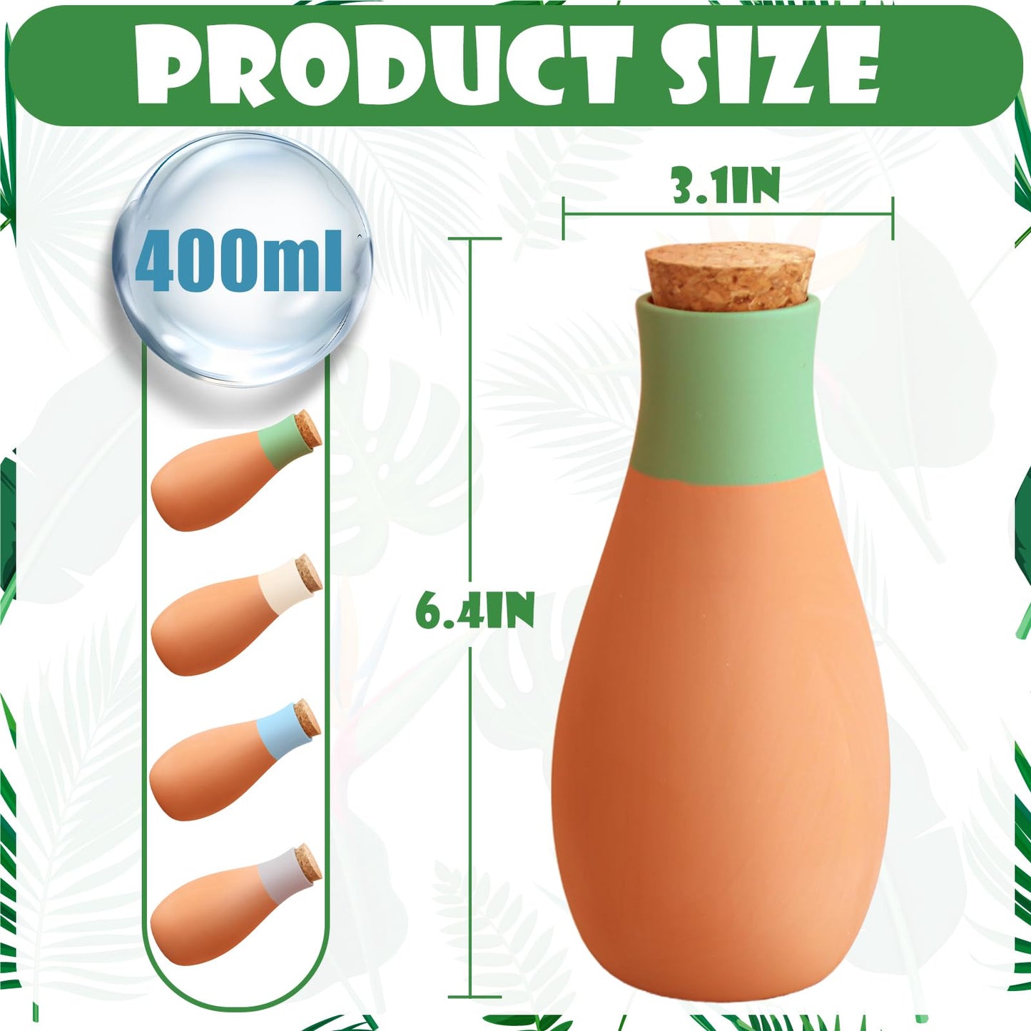 4 Pack Terracotta Watering Spikes, Ollas Self Watering Globes, Slow Release Self Watering Planter Insert, Plant Watering Globes for Indoor and Outdoor Plants