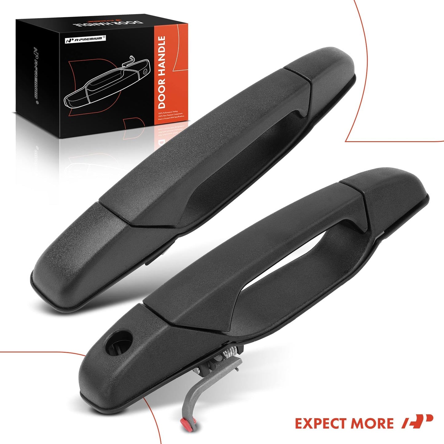 A-Premium Outside Exterior Door Handles Compatible with 2007 2008 2009 2010 2011 2012 2013 2014 Chevy Silverado 1500 Tahoe Suburban Avalanche & GMC Sierra Yukon, Textured Black, 2-PC Set, Front Side