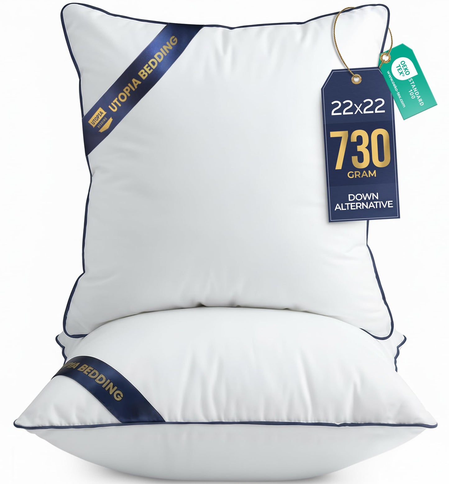 Utopia Bedding Throw Pillow Inserts (Pack of 2, White), 22x 22 Inches Decorative Indoor Pillows for Sofa, Bed, Couch, Cushion Sham Stuffer
