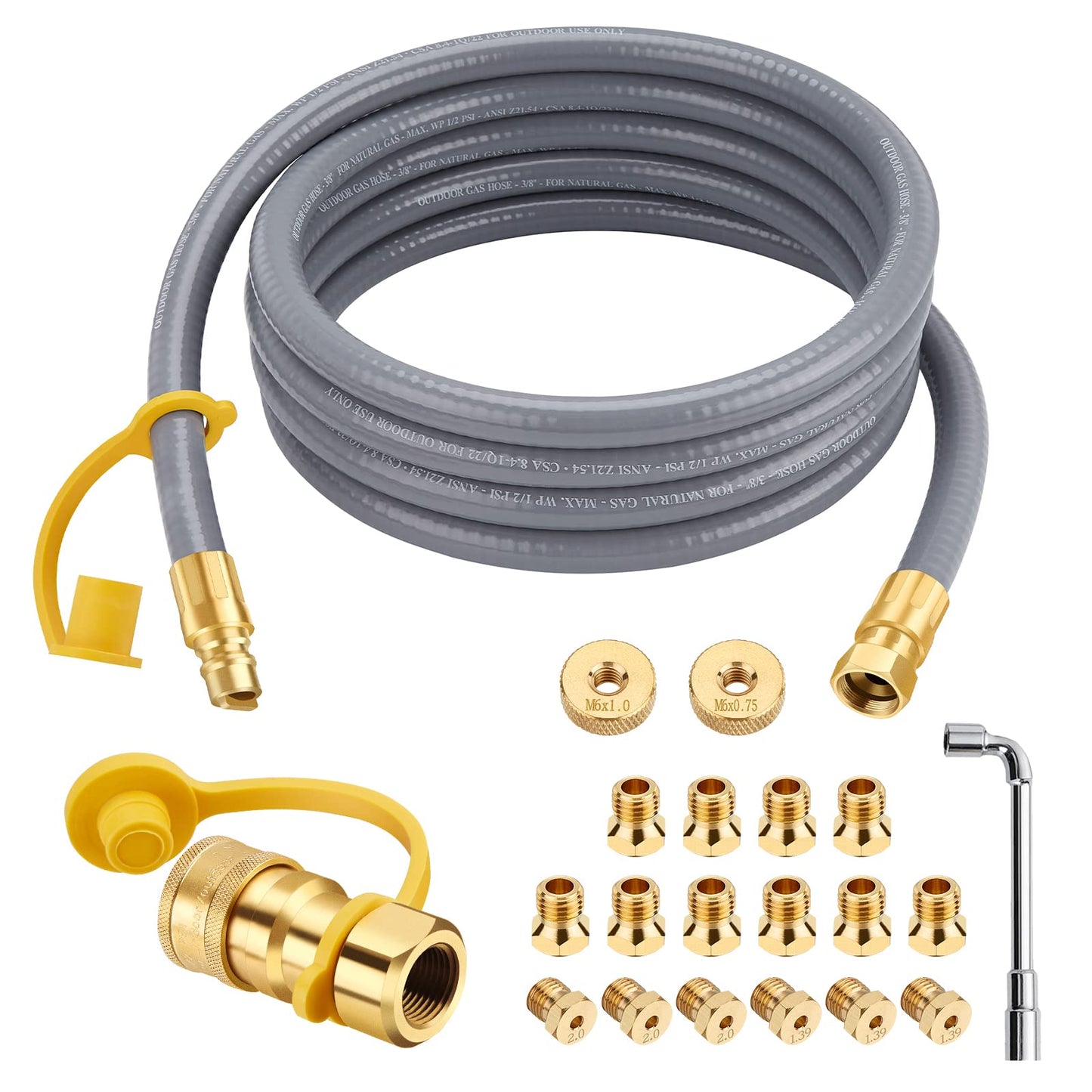 WADEO 5249 Propane to Natural Gas Conversion Kit, 10 Feet 3/8” Natural Gas Hose with Quick Connect Fitting, Compatible with Blackstone 28"&36" Griddles, Tailgater & Single Burner Rec Stove