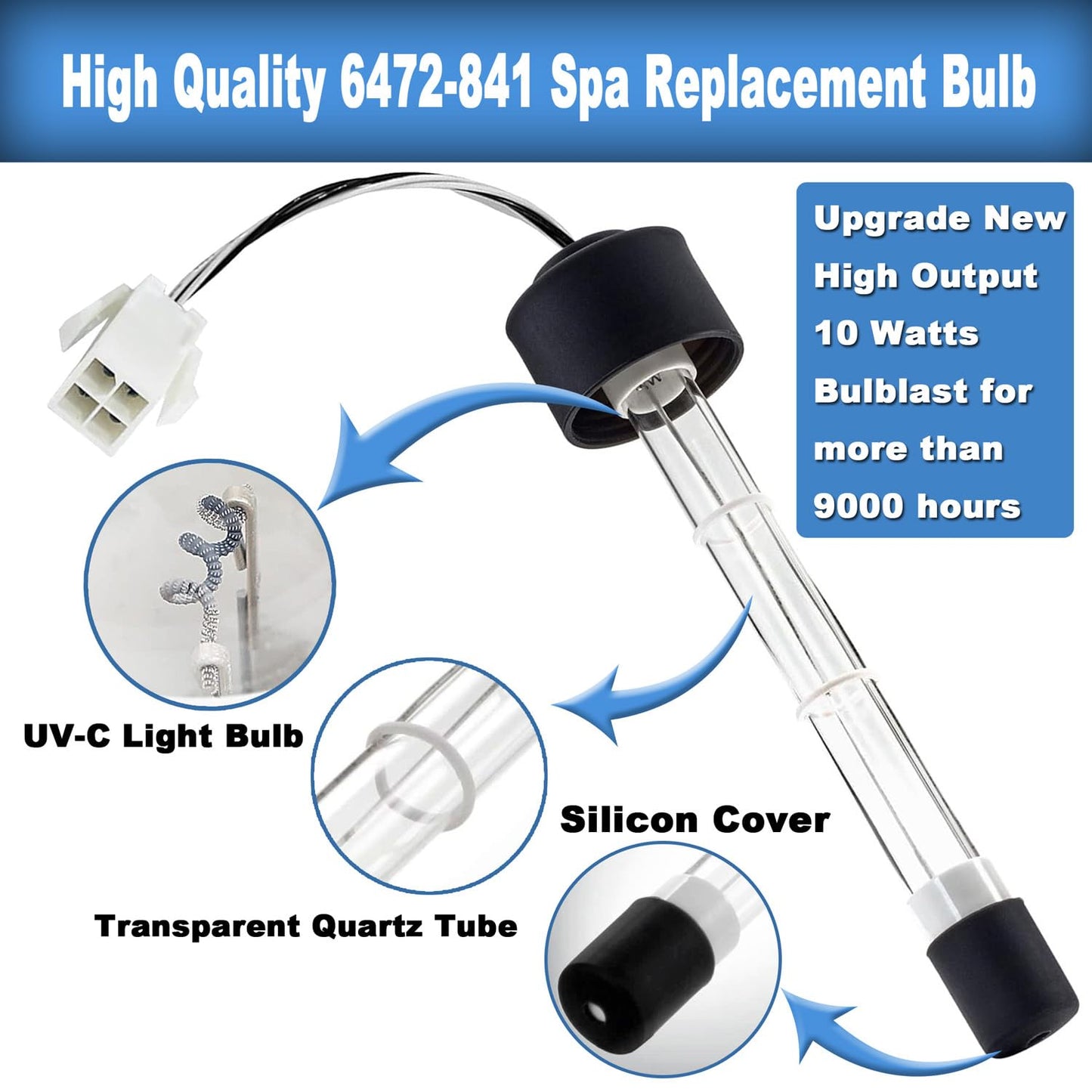 Clear Ray XL Replacement Bulb - ELEFOCUS 6472-841 Pool and Spa Bulb Replacement Compatible with Jacu-zzi and Sun-Dance Sundance Spas ClearRay Purification System (Set of 2)