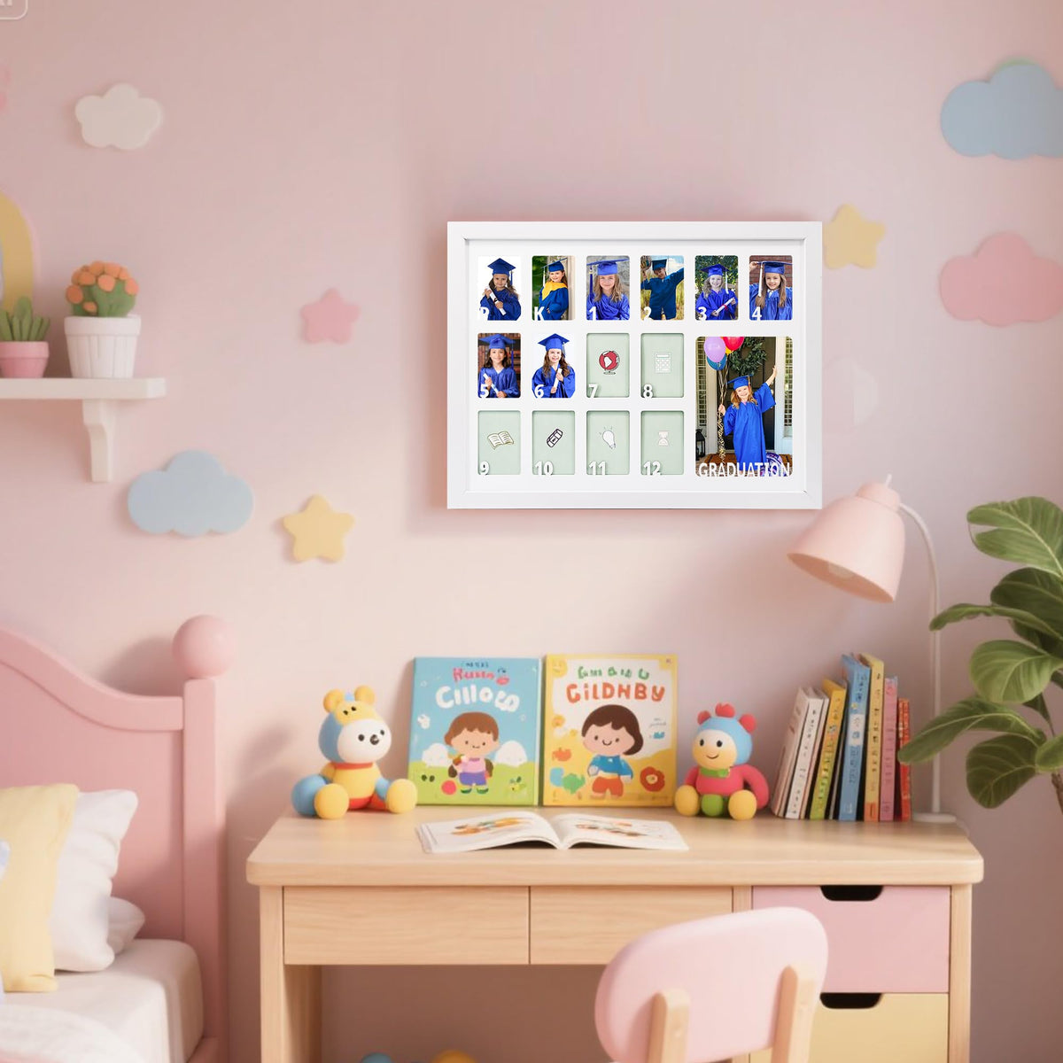 GMFrames School Days Photo Frames Prek-12x16 for Pre-School & Kindergarten to 12th Grade White 2 Pack