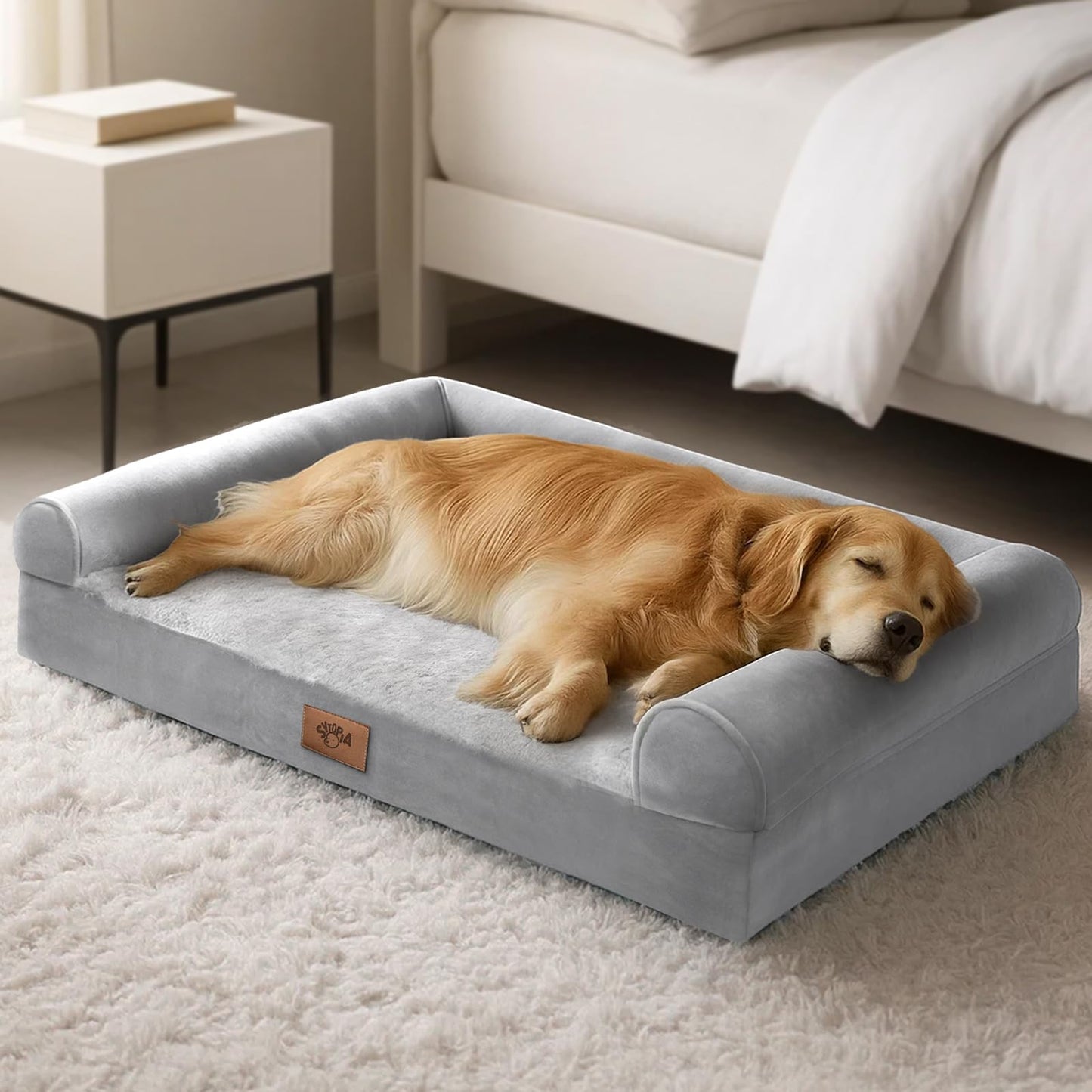 Sytopia Indestructible Dog Bed for Large Dogs Clearance Washable, Chew Proof Orthopedic Pet Bed with Removable Cover and Anti-Slip Bottom, Deluxe Waterproof Dog Crate Bed- Sofa XL Dog Bed