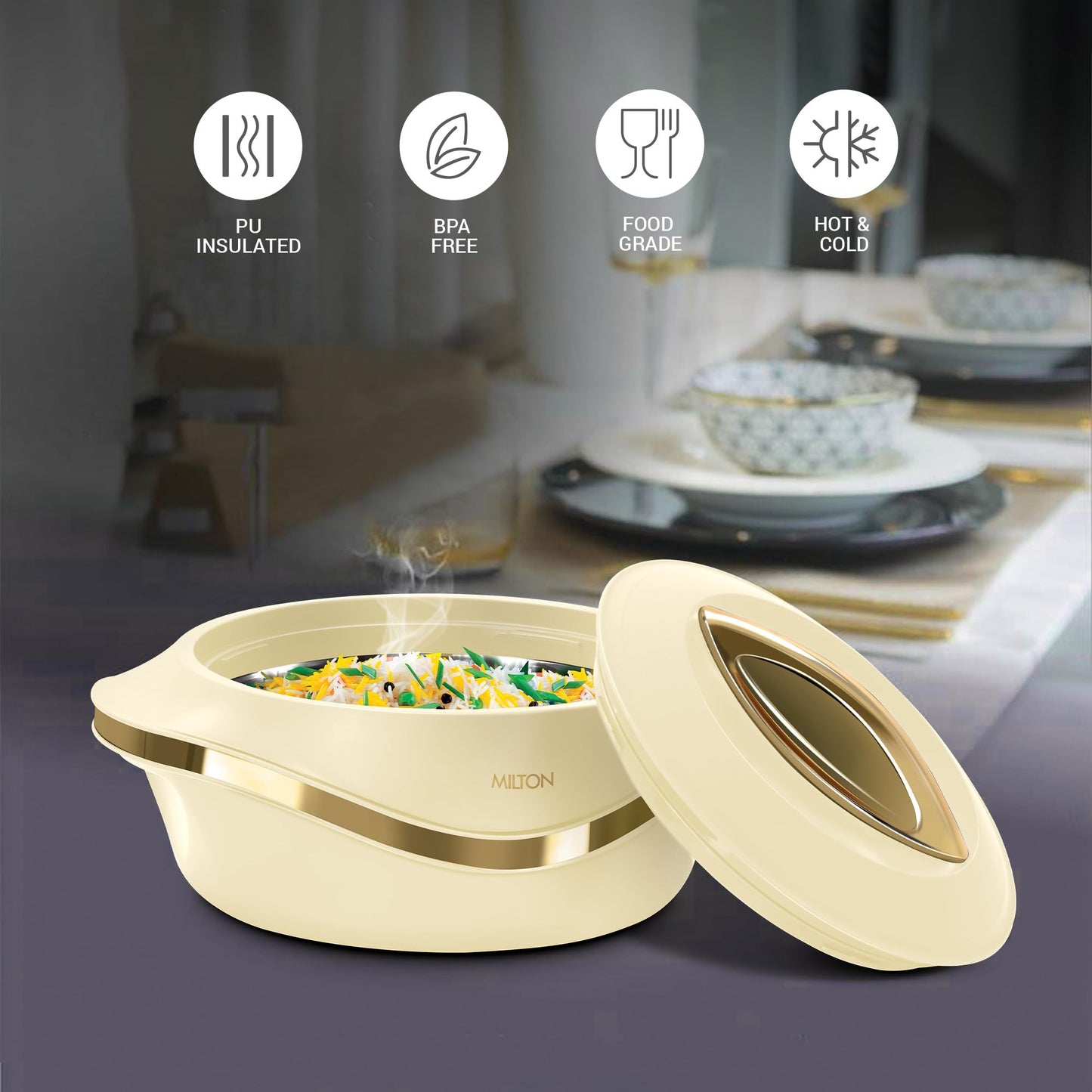 MILTON Insulated Casserole Dish with Lid 3 pc Set 2.1/1.5/1 qt. Hot Pot Food Warmer/Cooler –Thermal Soup/Salad Serving Bowl- Stainless Steel Hot Food Container–Best Gift Set for Moms –Holidays